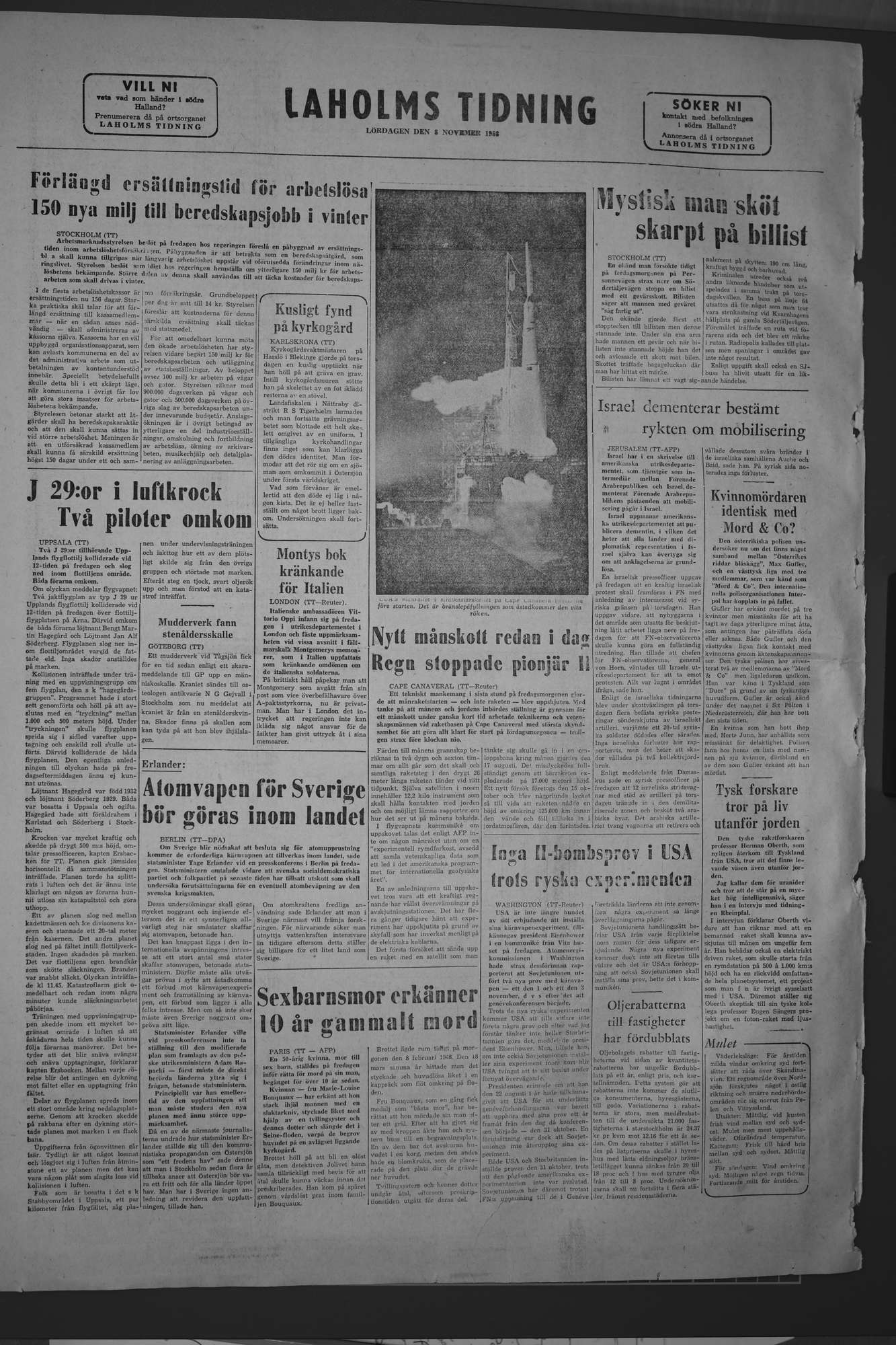 Laholms Tidning Lördag 8 november 1958, sida 8