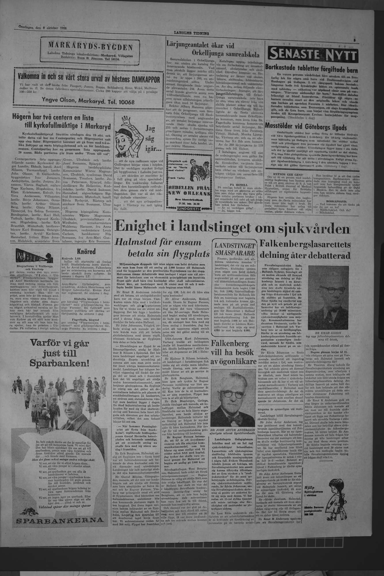 Laholms Tidning Onsdag 8 oktober 1958, sida 3