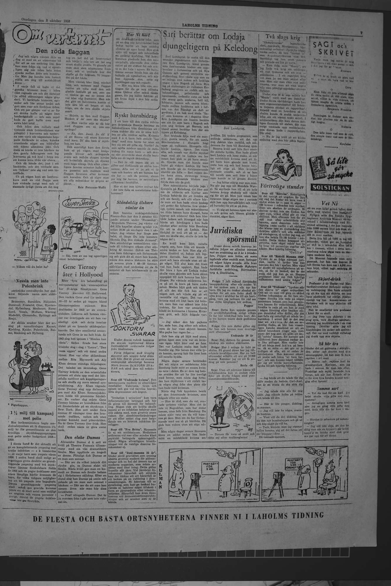 Laholms Tidning Onsdag 8 oktober 1958, sida 7