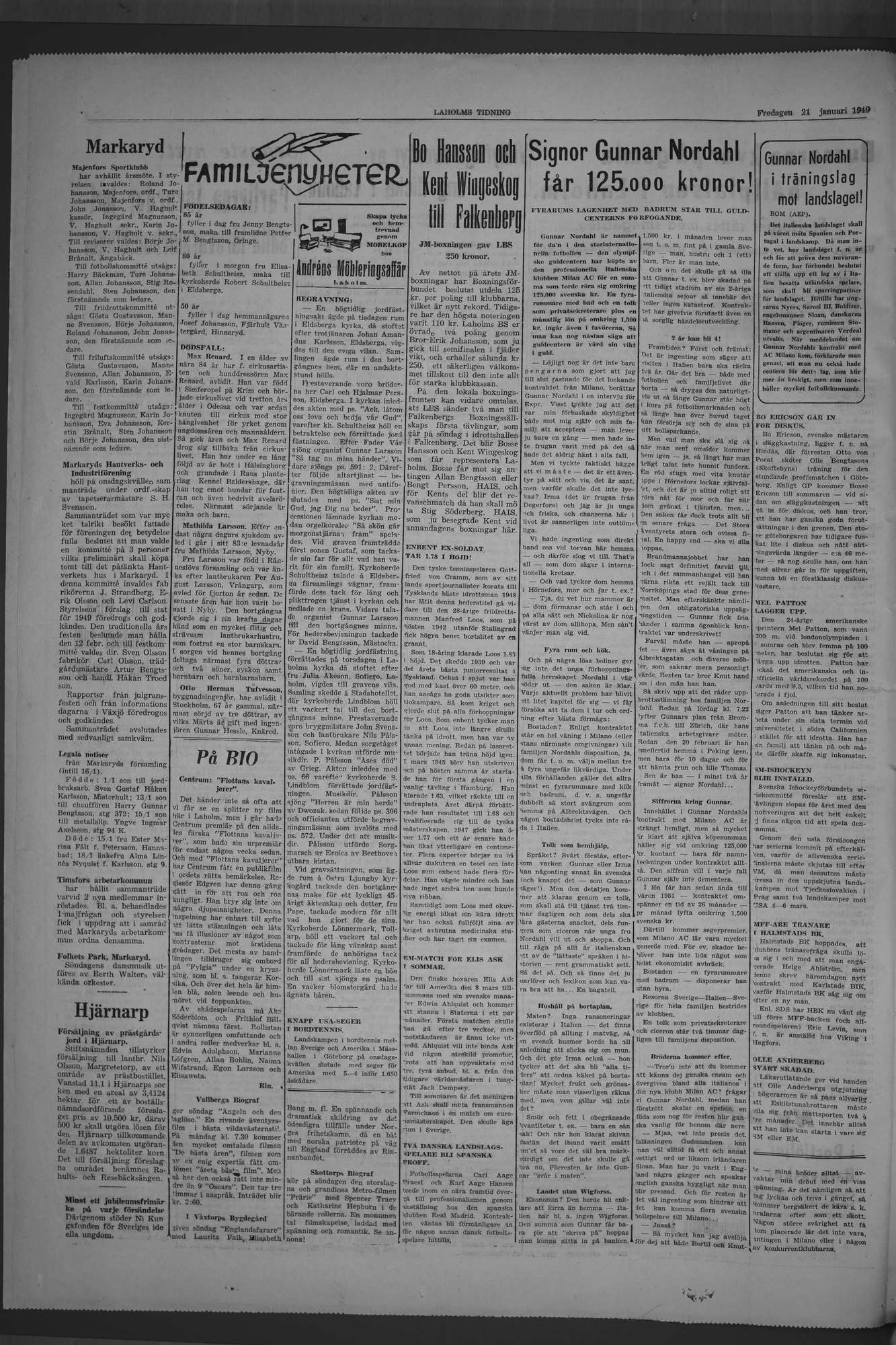 Laholms Tidning Fredag 21 januari 1949, sida 4