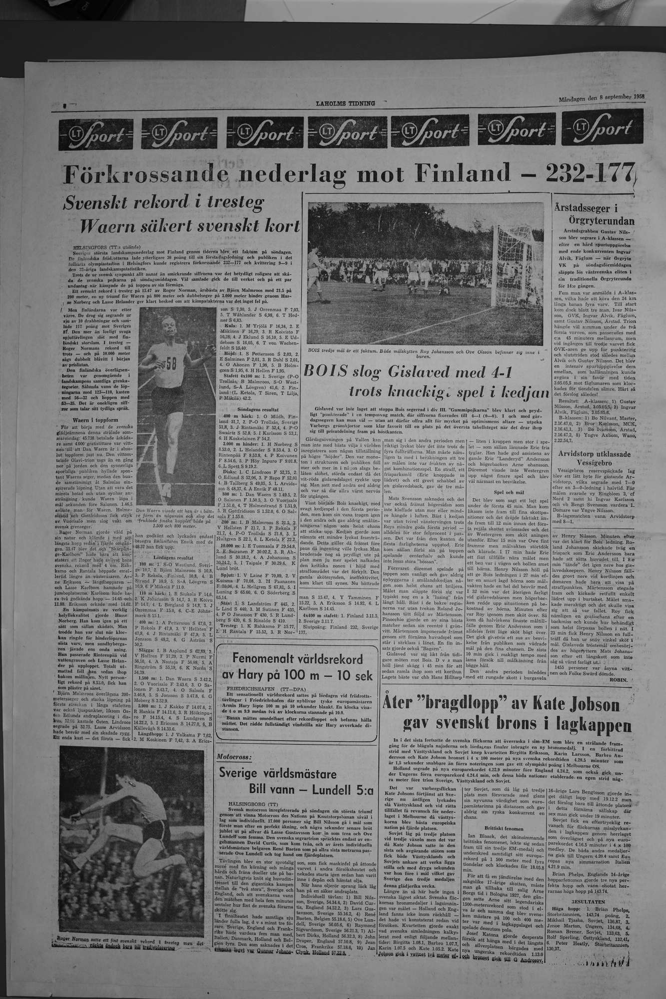 Laholms Tidning Måndag 8 september 1958, sida 4