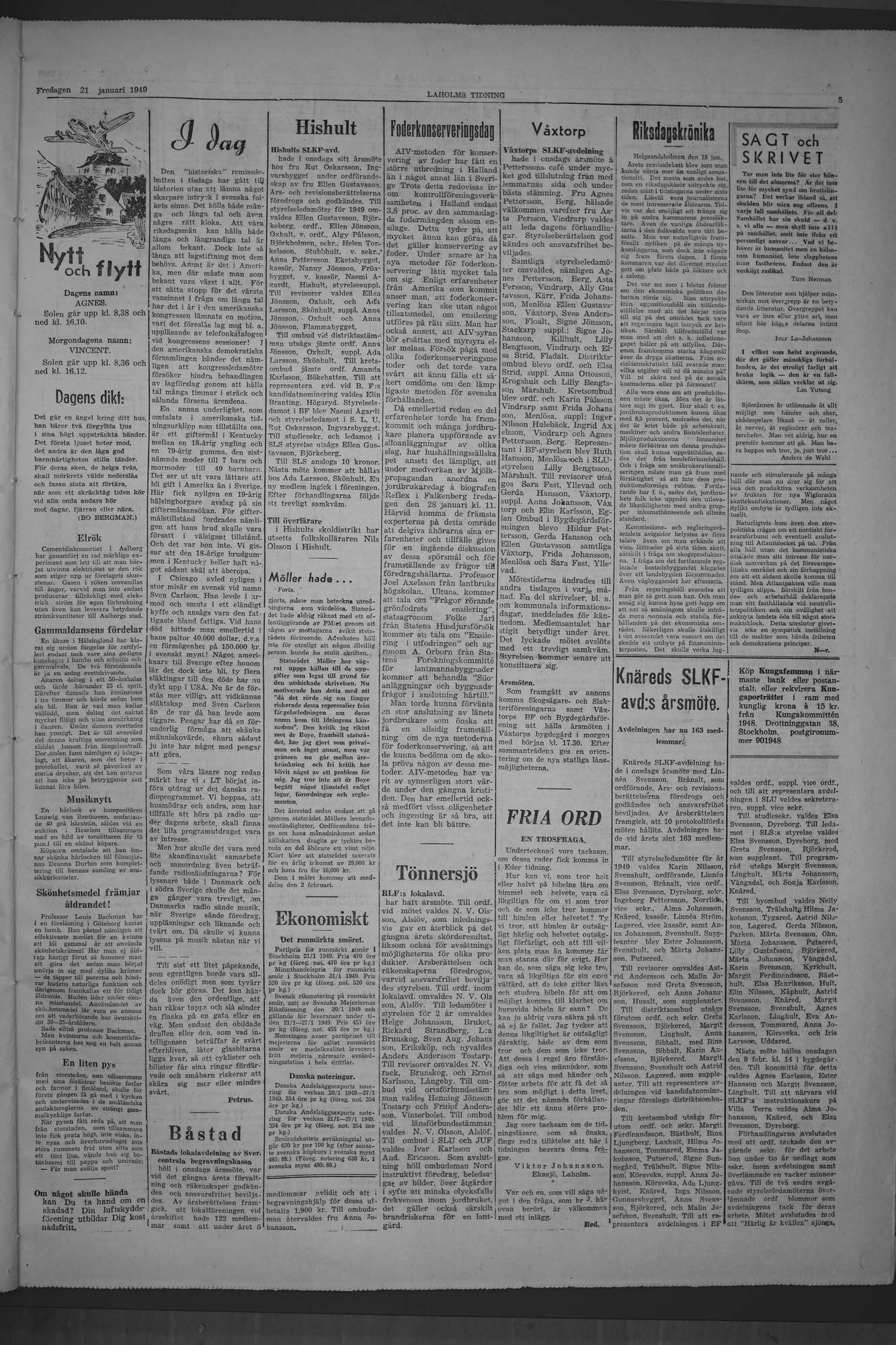Laholms Tidning Fredag 21 januari 1949, sida 5