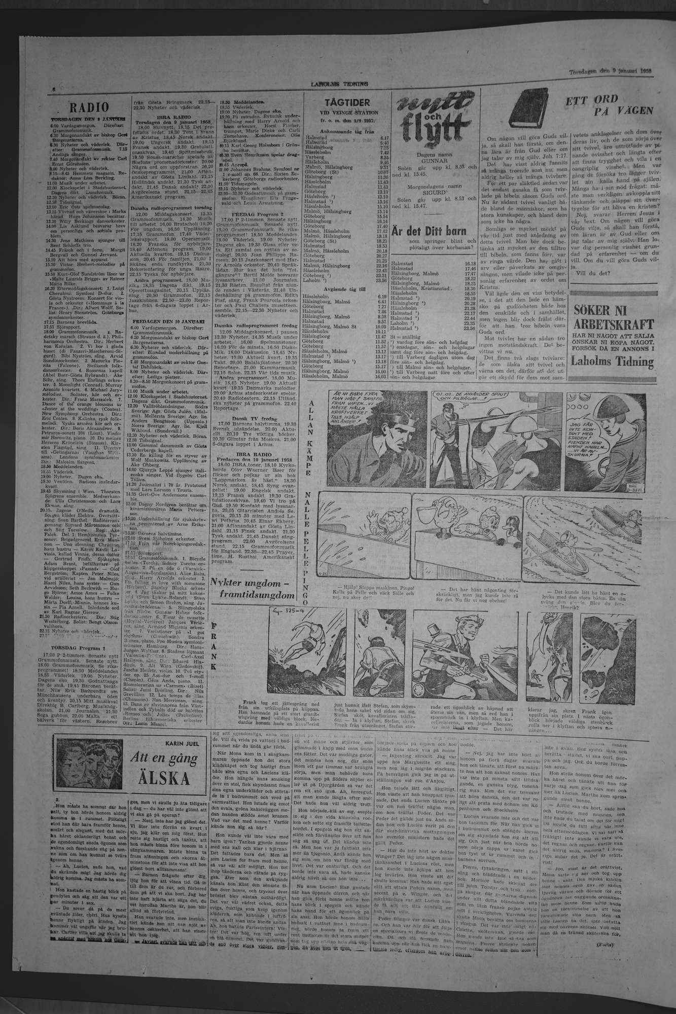 Laholms Tidning Torsdag 9 januari 1958, sida 4