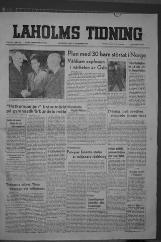 Förstasidan, Måndag 21 november 1949