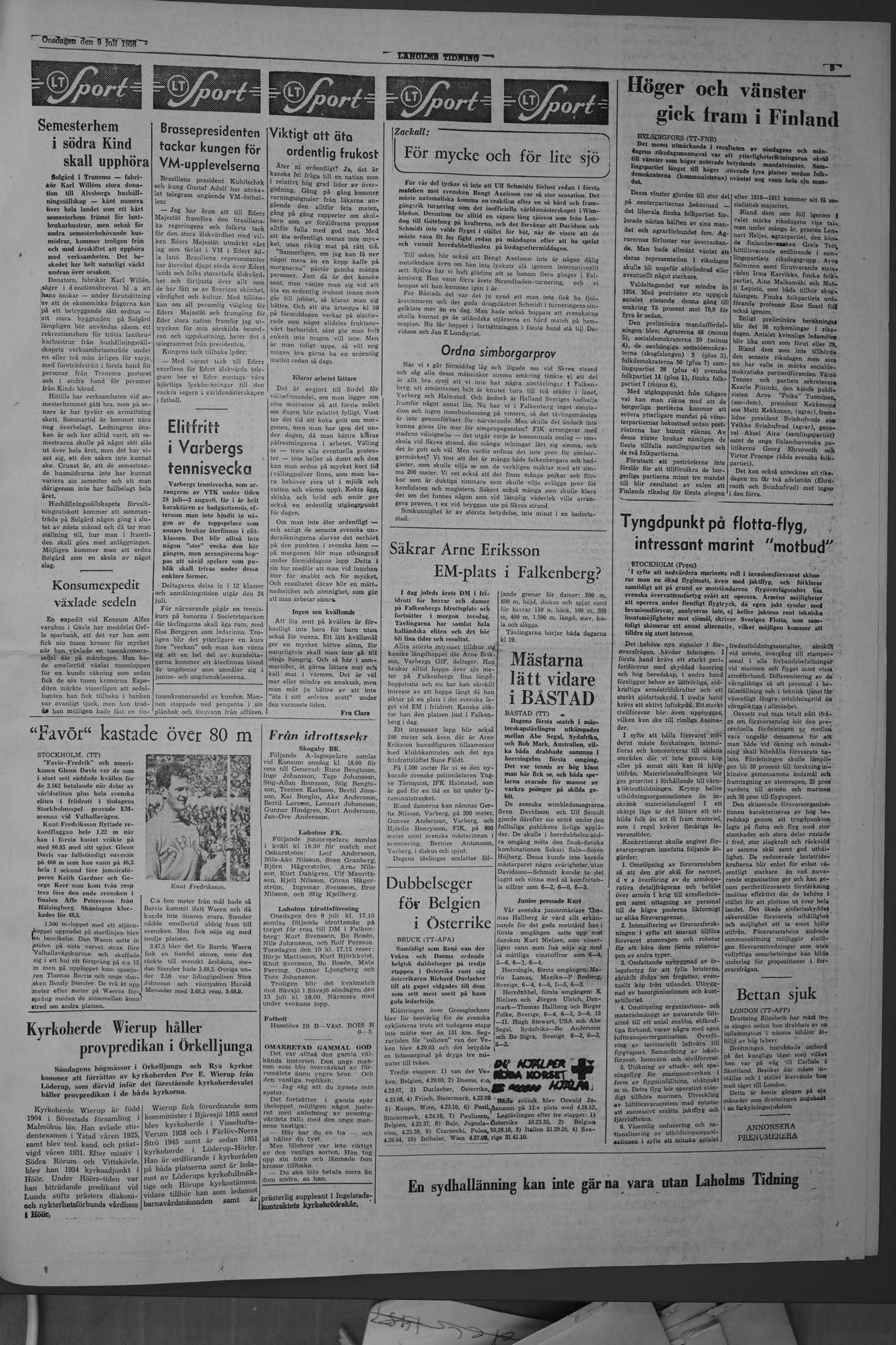 Laholms Tidning Onsdag 9 juli 1958, sida 5