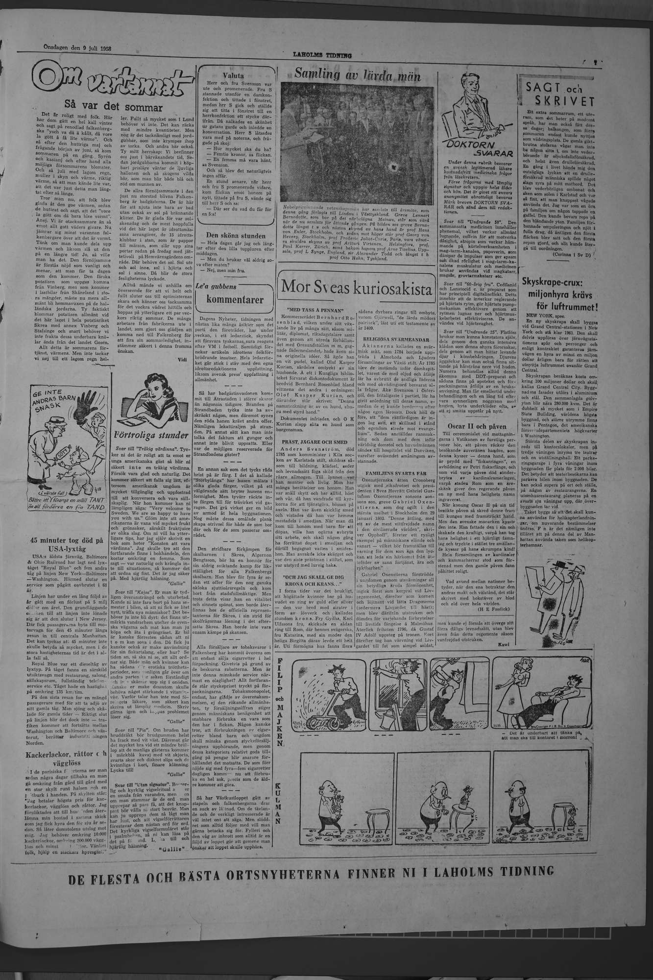 Laholms Tidning Onsdag 9 juli 1958, sida 7