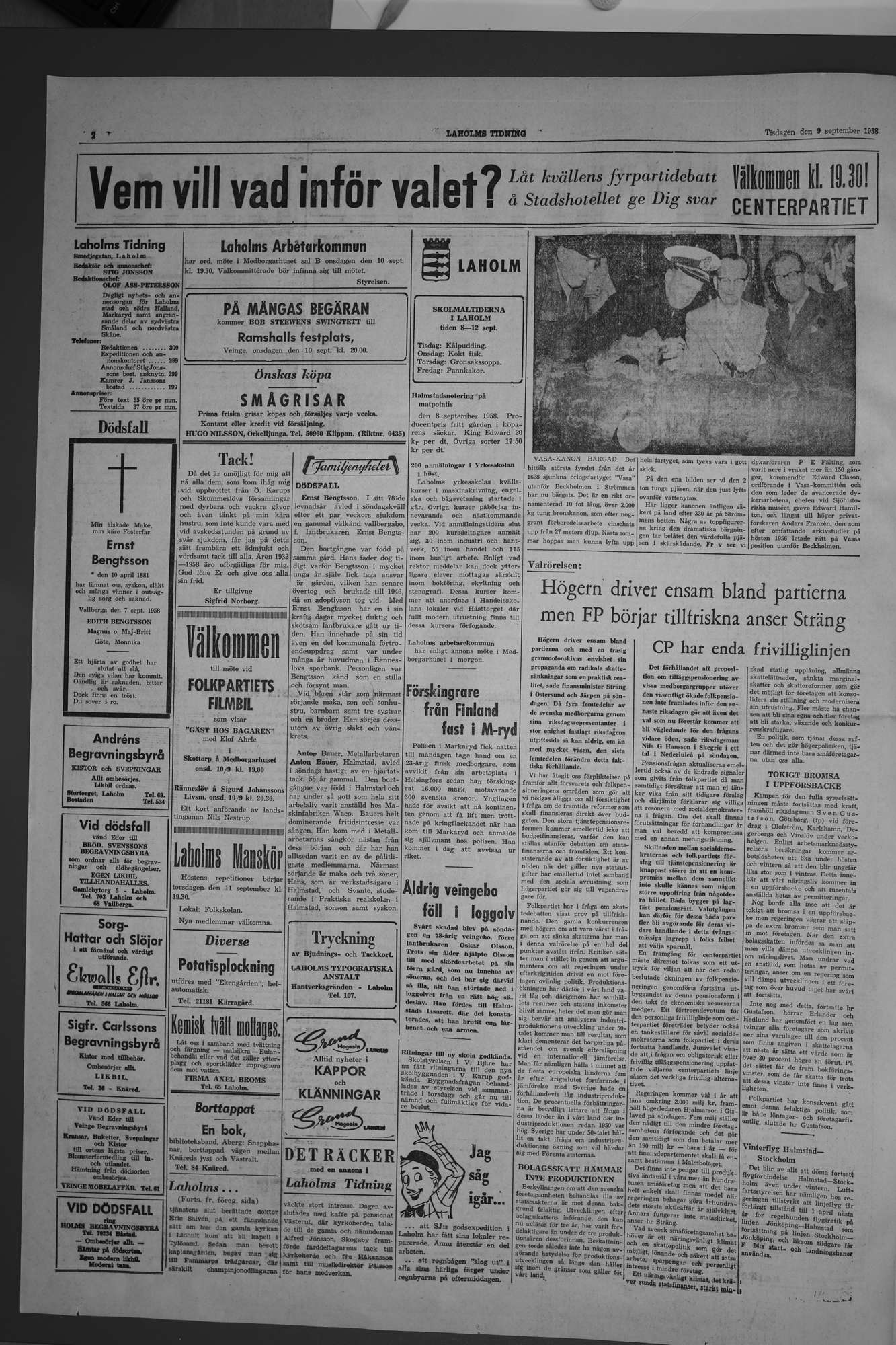 Laholms Tidning Tisdag 9 september 1958, sida 2