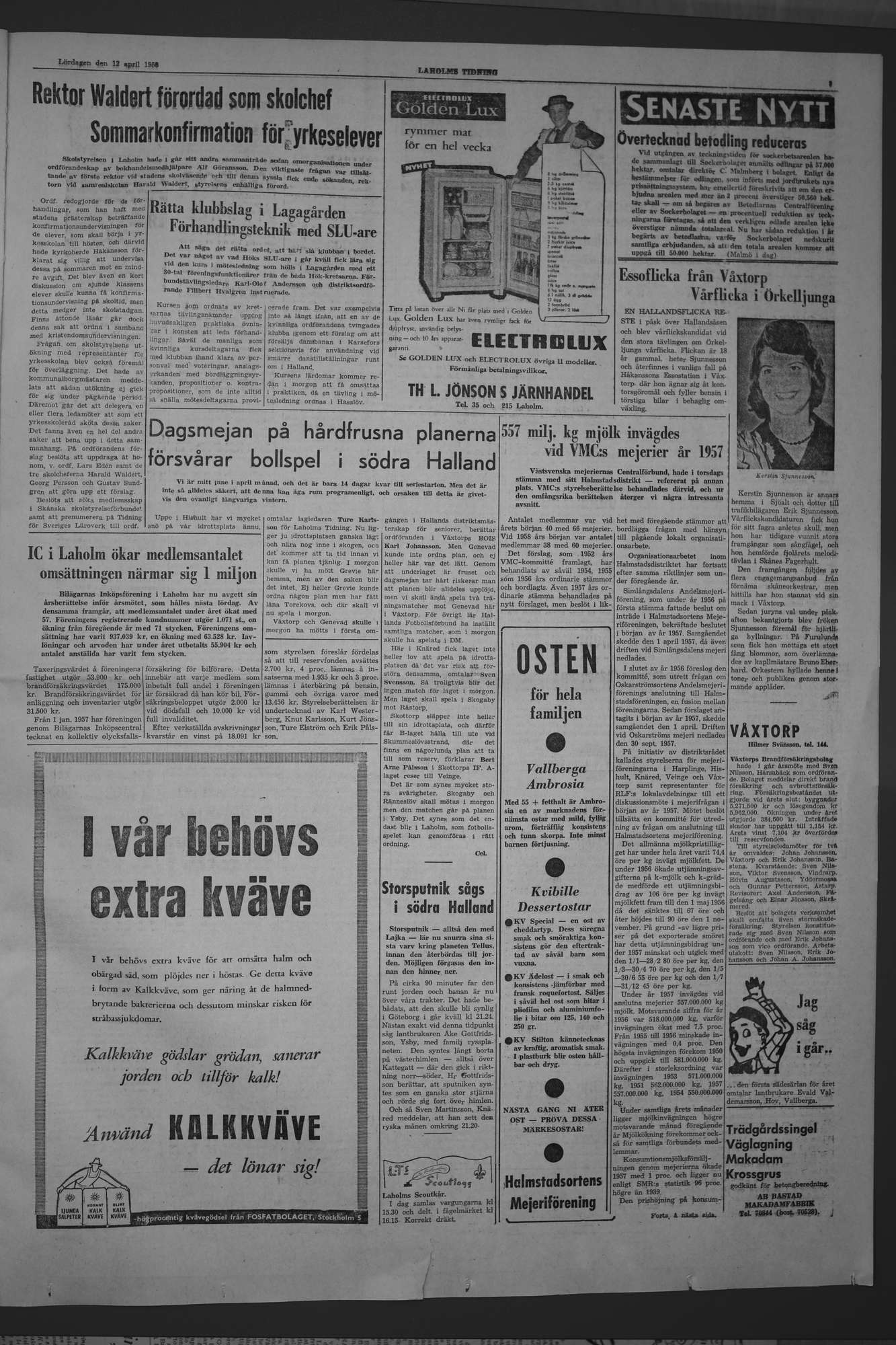 Laholms Tidning Lördag 12 april 1958, sida 3