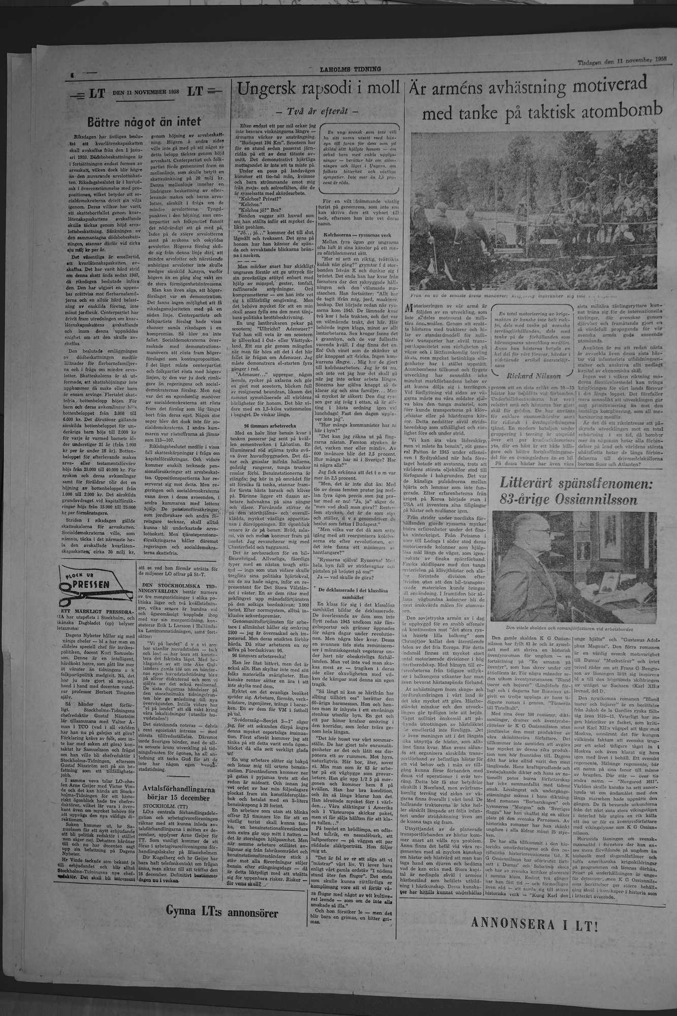 Laholms Tidning Tisdag 11 november 1958, sida 4