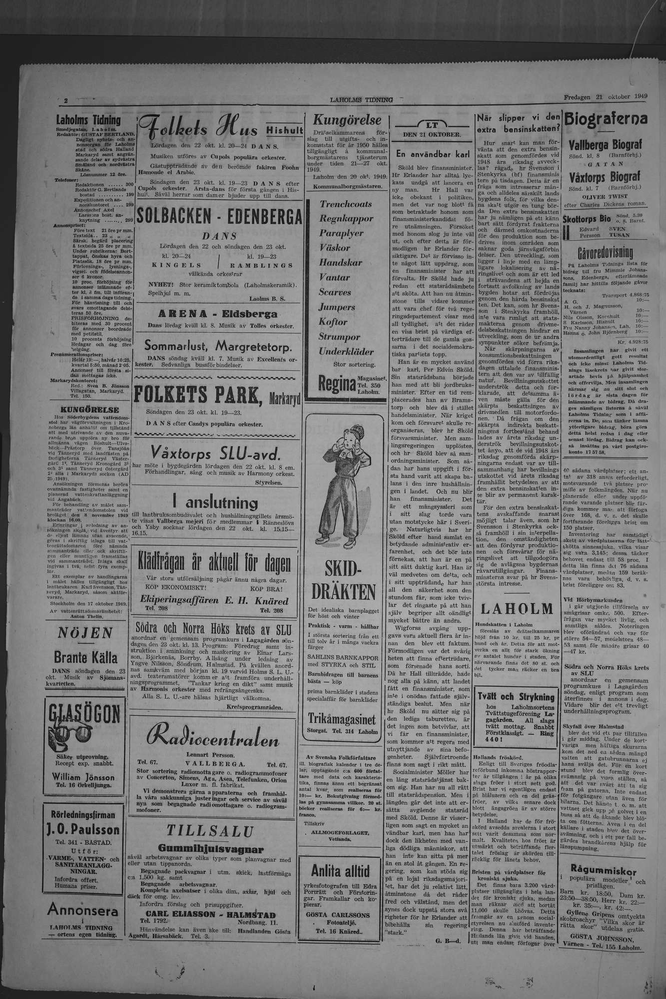 Laholms Tidning Fredag 21 oktober 1949, sida 2