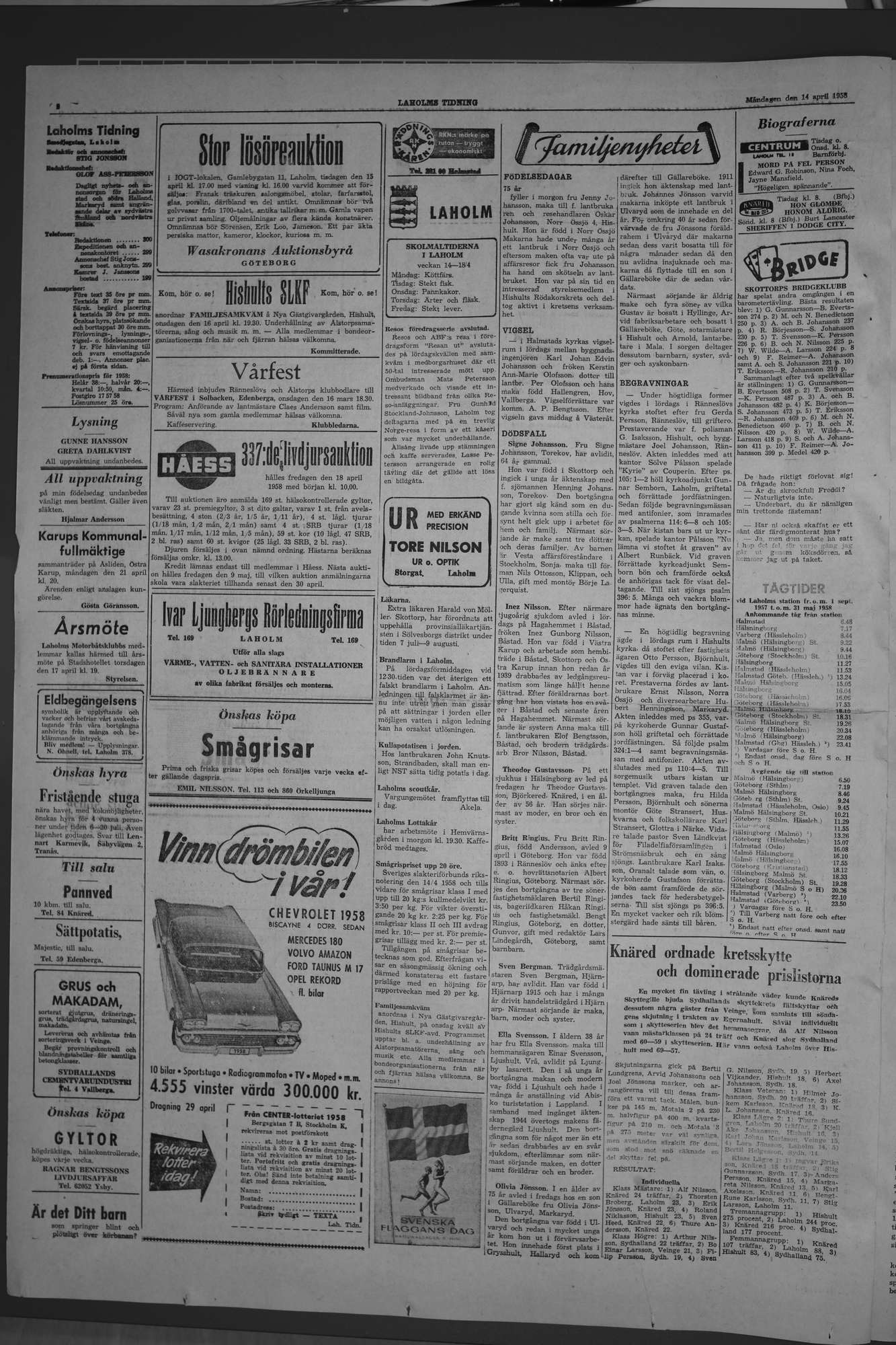 Laholms Tidning Måndag 14 april 1958, sida 2