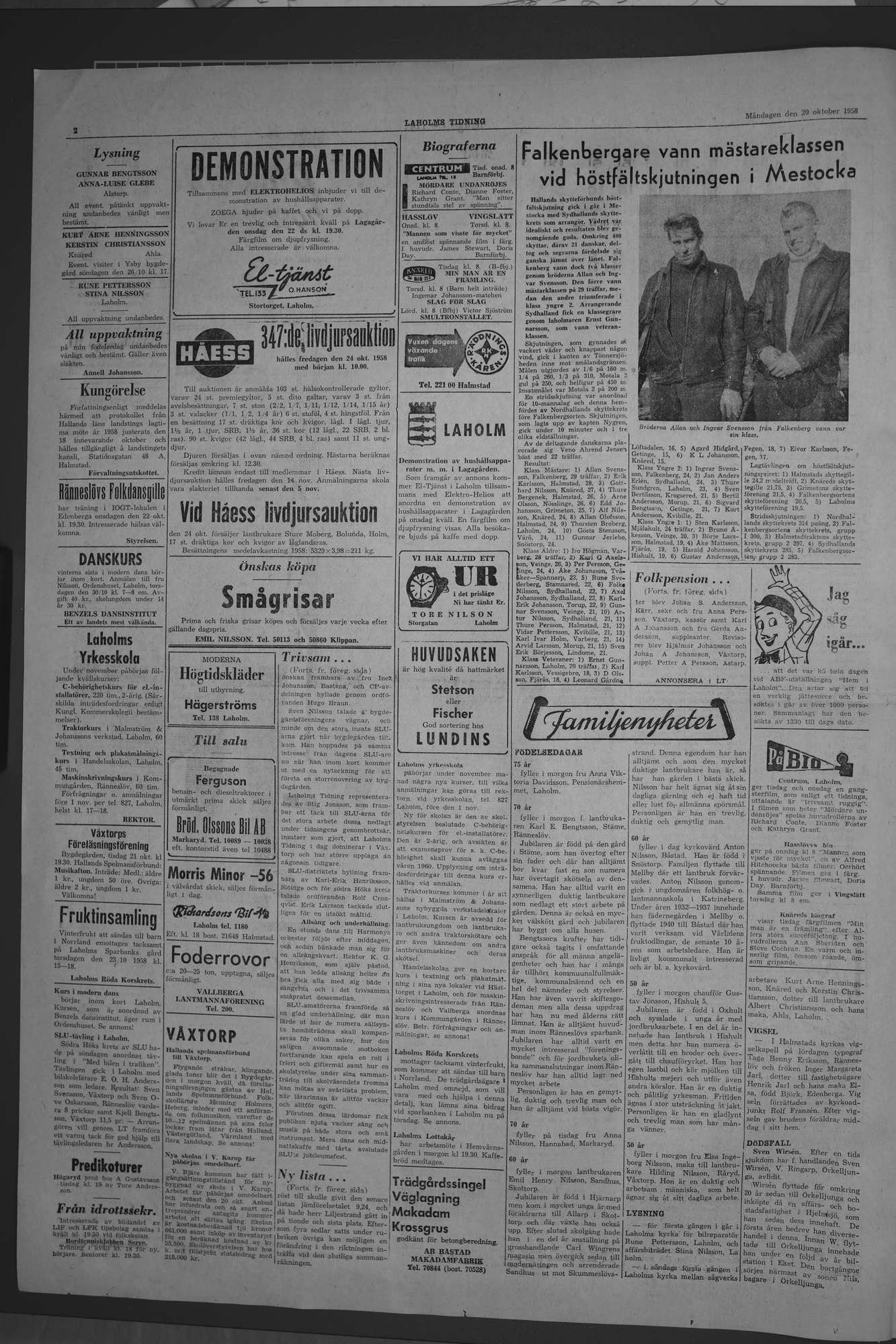 Laholms Tidning Måndag 20 oktober 1958, sida 2
