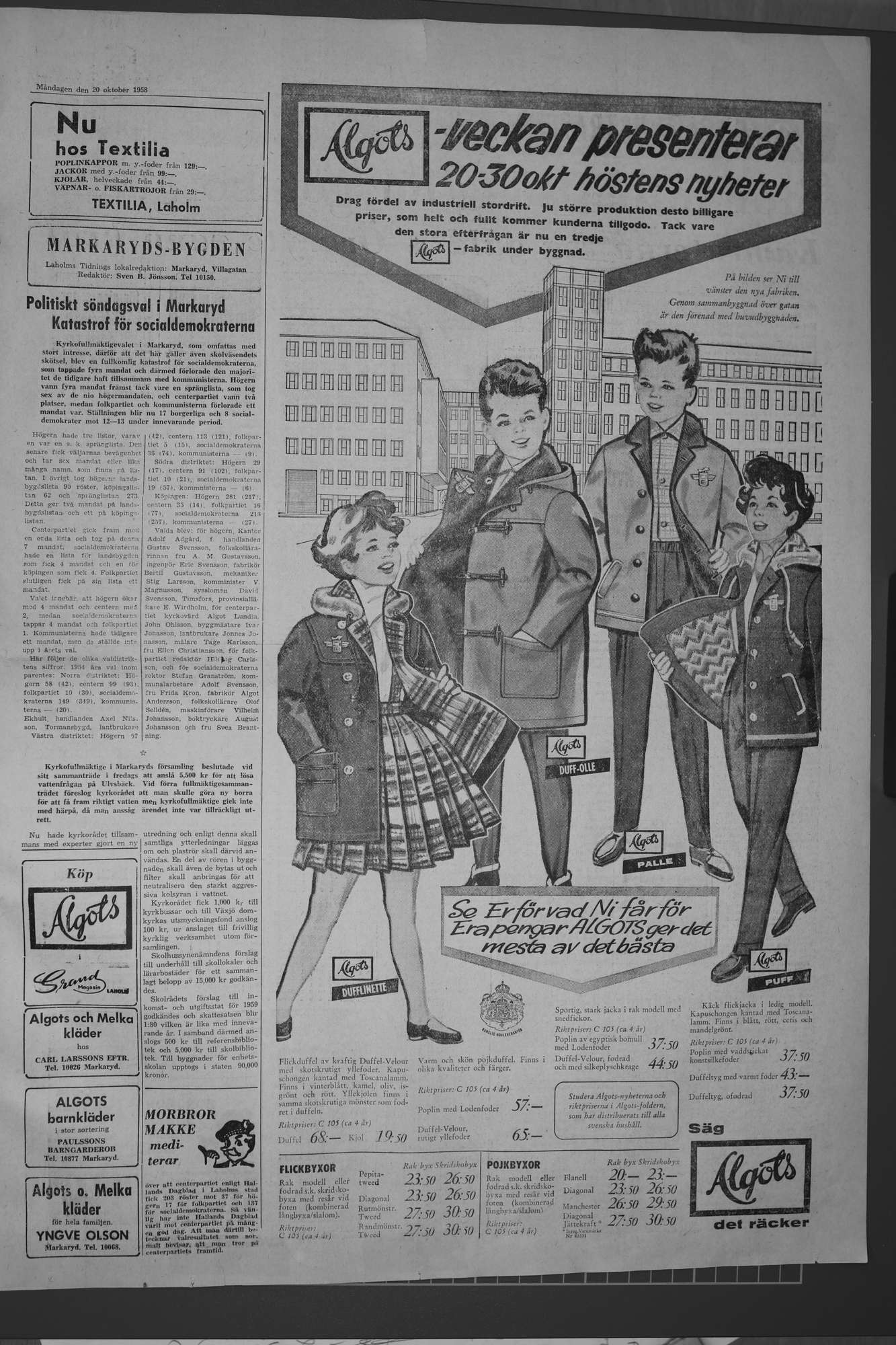 Laholms Tidning Måndag 20 oktober 1958, sida 3