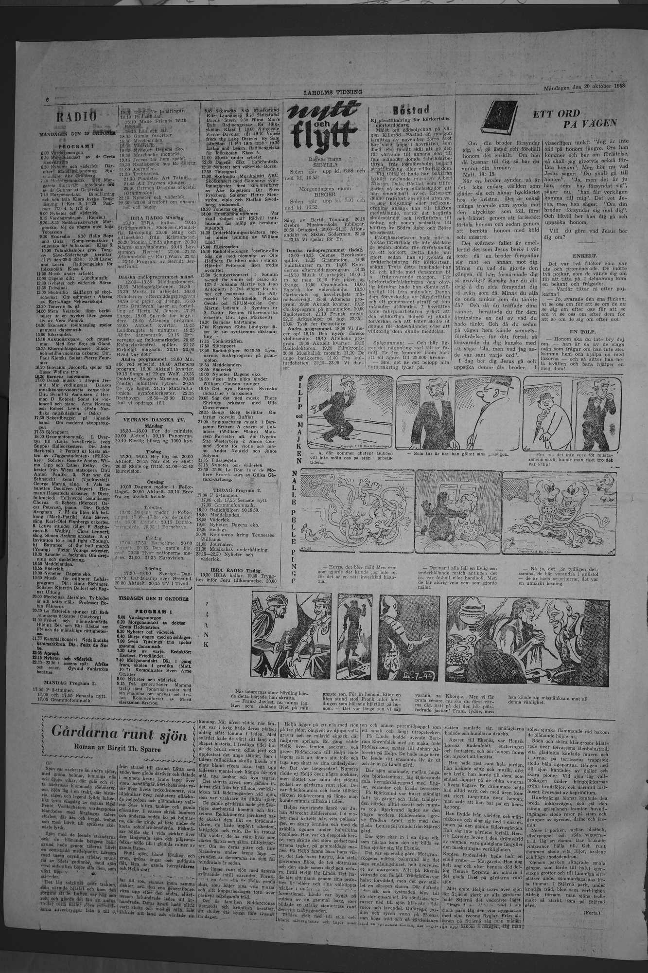 Laholms Tidning Måndag 20 oktober 1958, sida 6