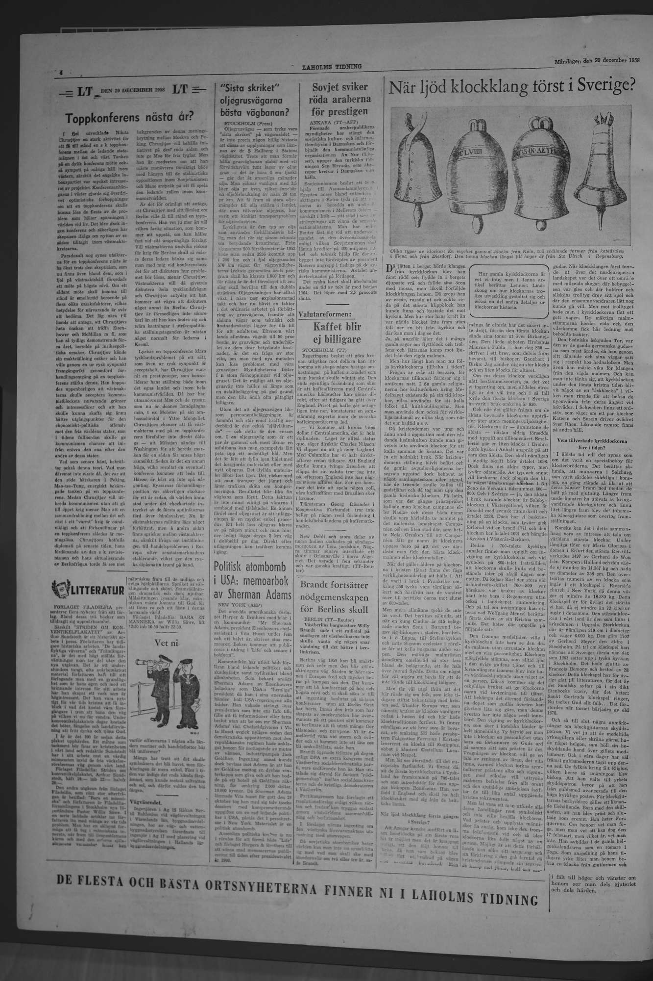 Laholms Tidning Måndag 29 december 1958, sida 4