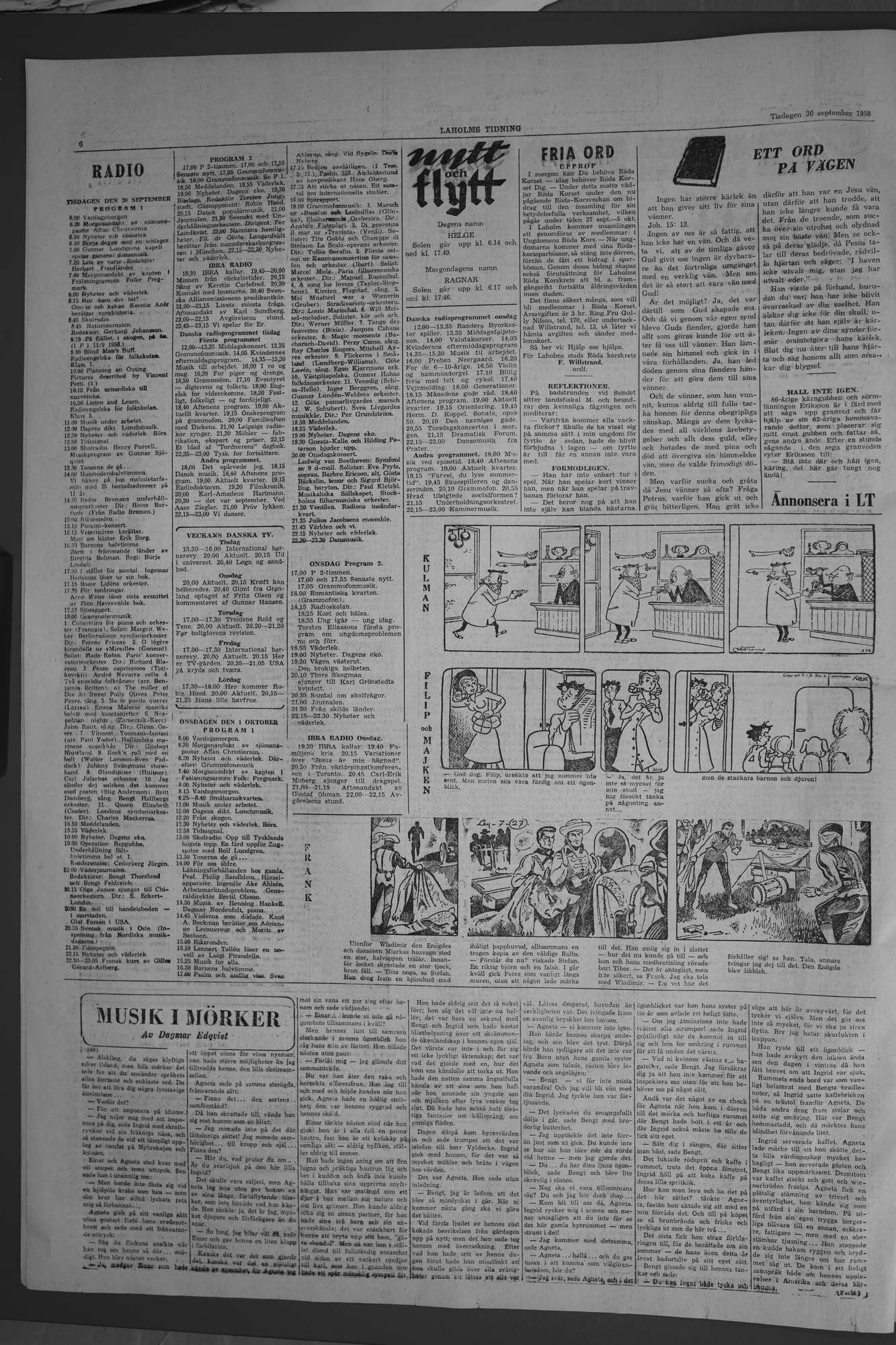 Laholms Tidning Tisdag 30 september 1958, sida 6