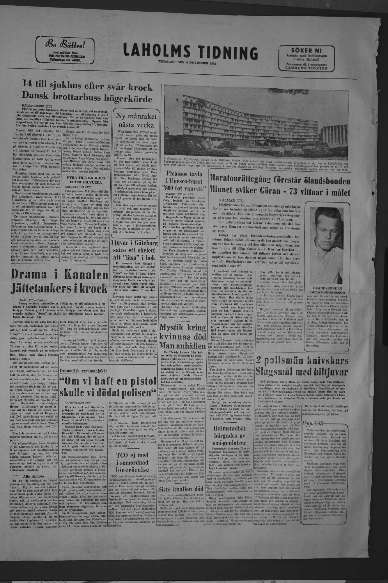 Laholms Tidning Tisdag 4 november 1958, sida 8