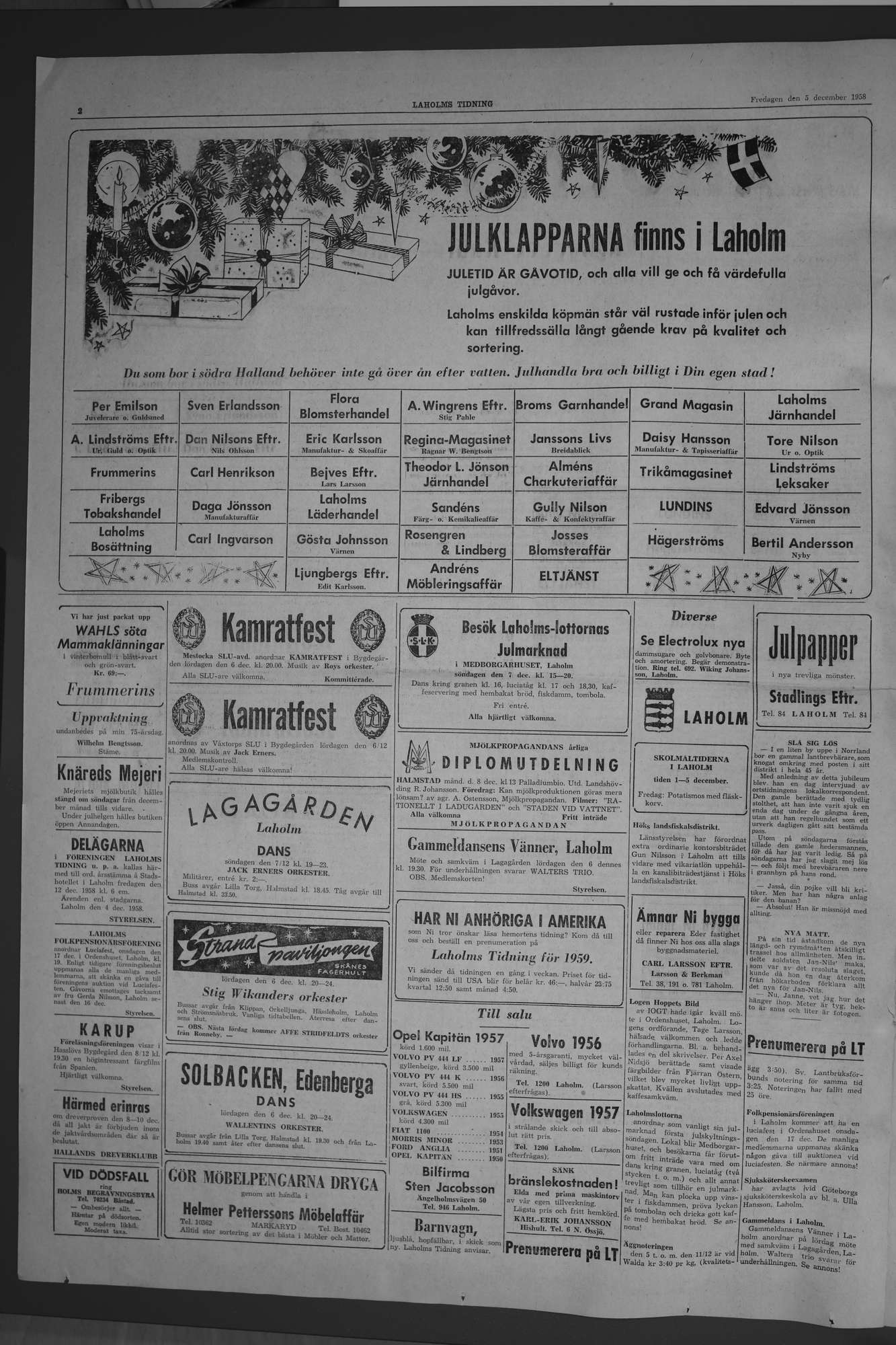 Laholms Tidning Fredag 5 december 1958, sida 2