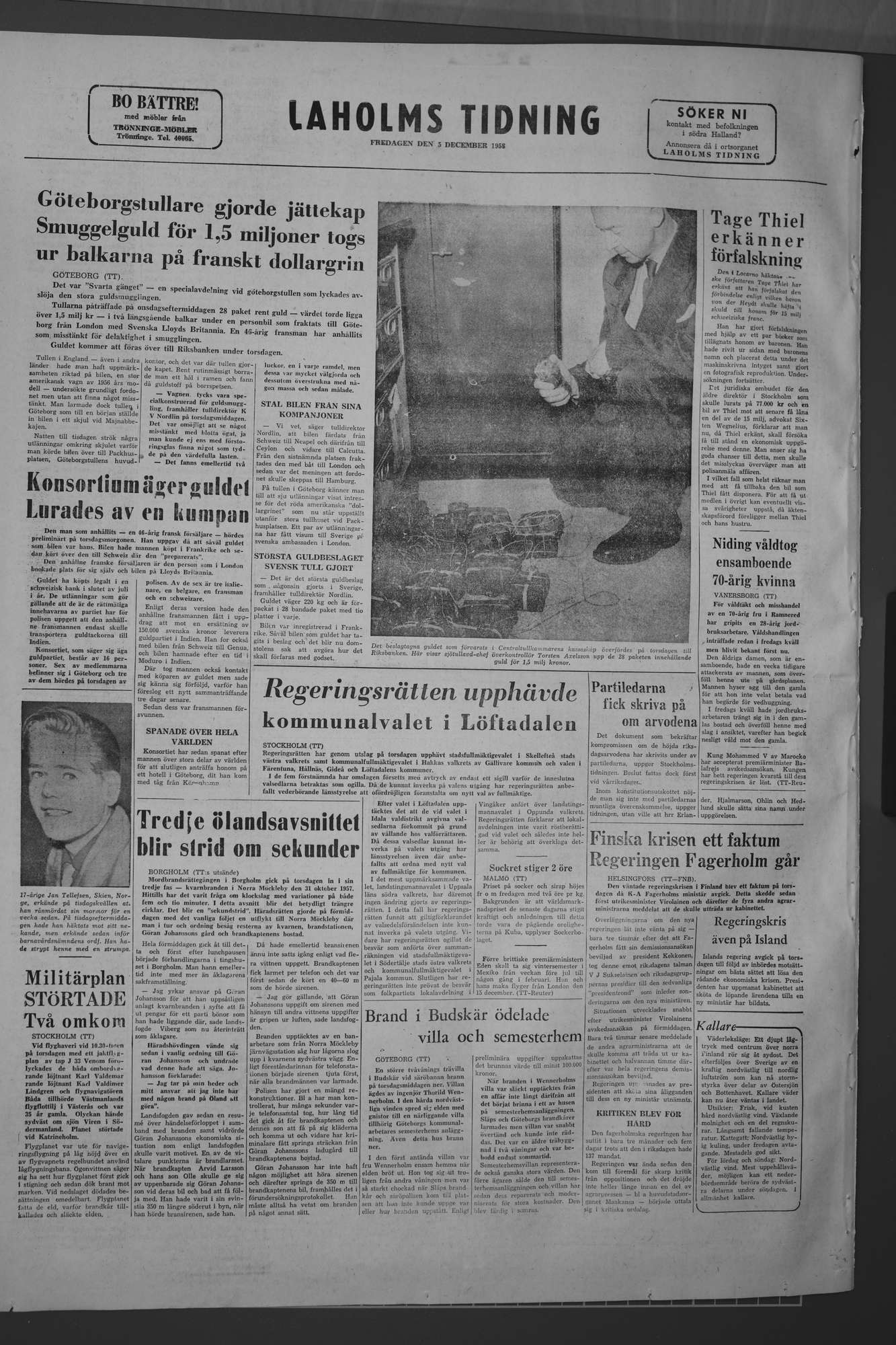 Laholms Tidning Fredag 5 december 1958, sida 8