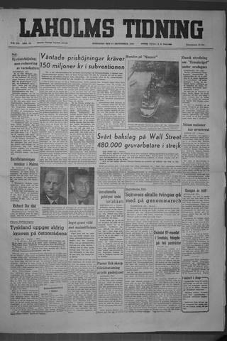 Förstasidan, Onsdag 21 september 1949