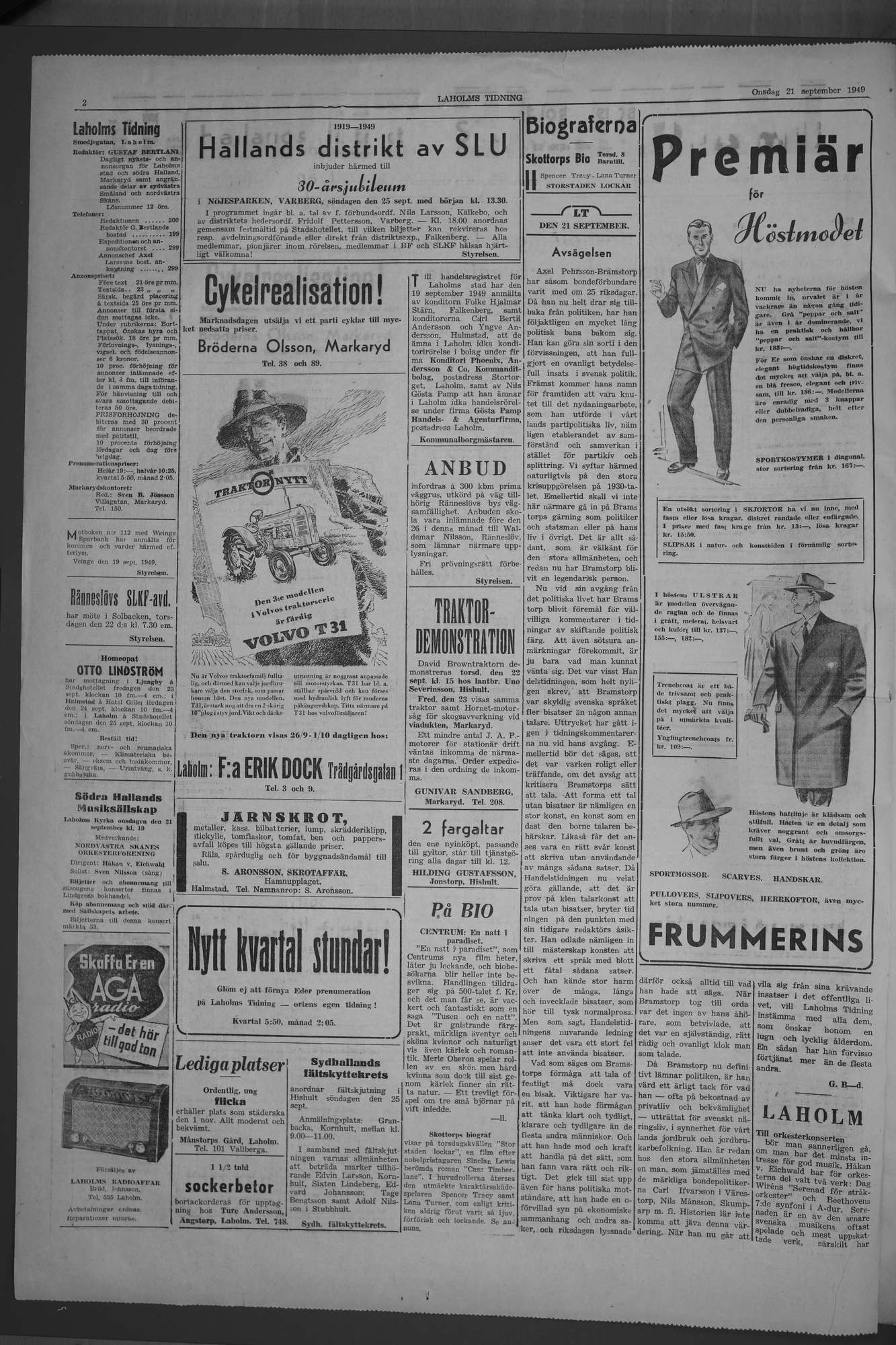 Laholms Tidning Onsdag 21 september 1949, sida 2
