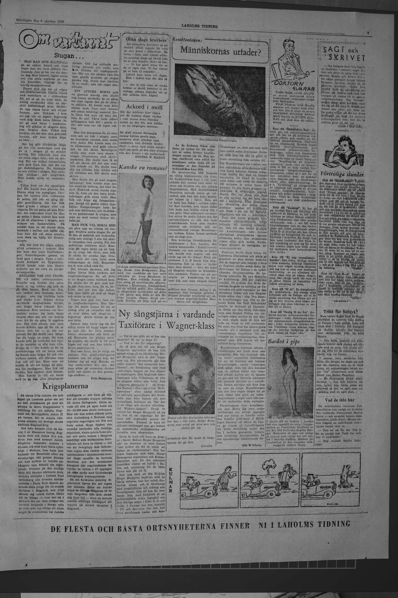 Laholms Tidning Måndag 6 oktober 1958, sida 7