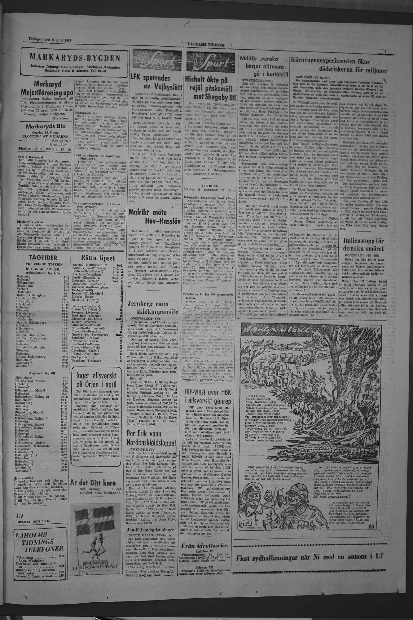 Laholms Tidning Tisdag 8 april 1958, sida 5