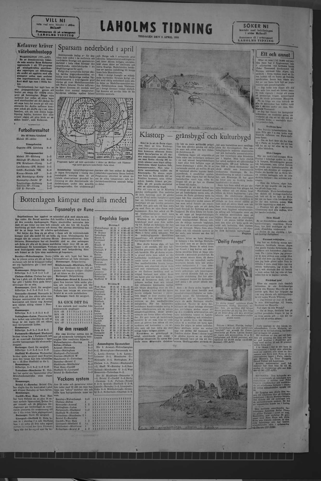 Laholms Tidning Tisdag 8 april 1958, sida 8