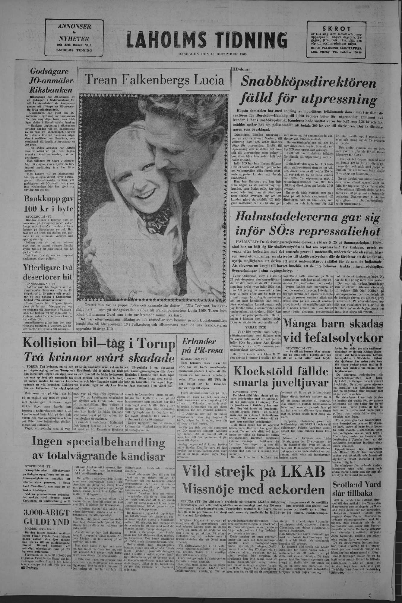 Laholms Tidning Onsdag 10 december 1969, sida 8