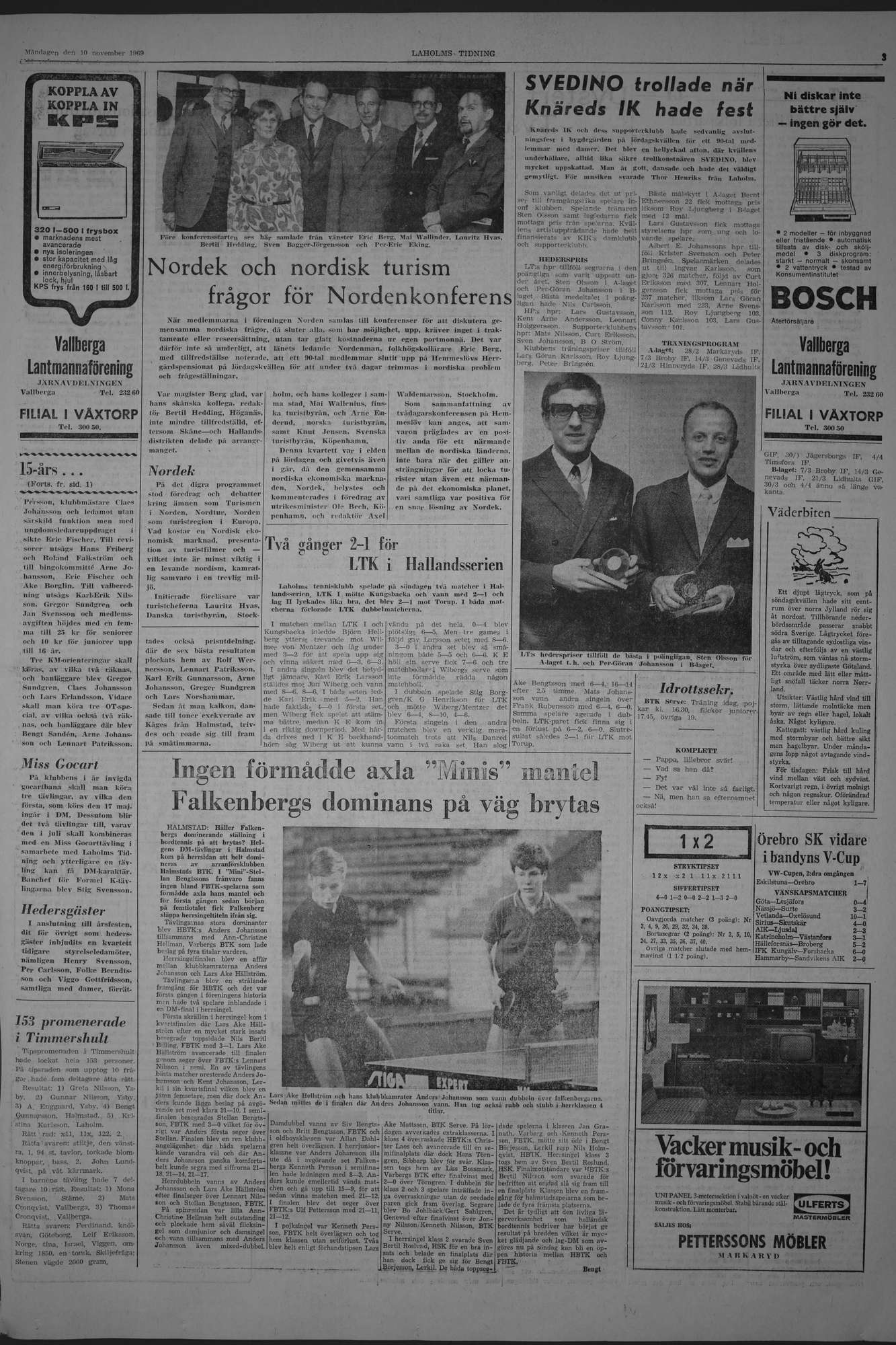 Laholms Tidning Måndag 10 november 1969, sida 3