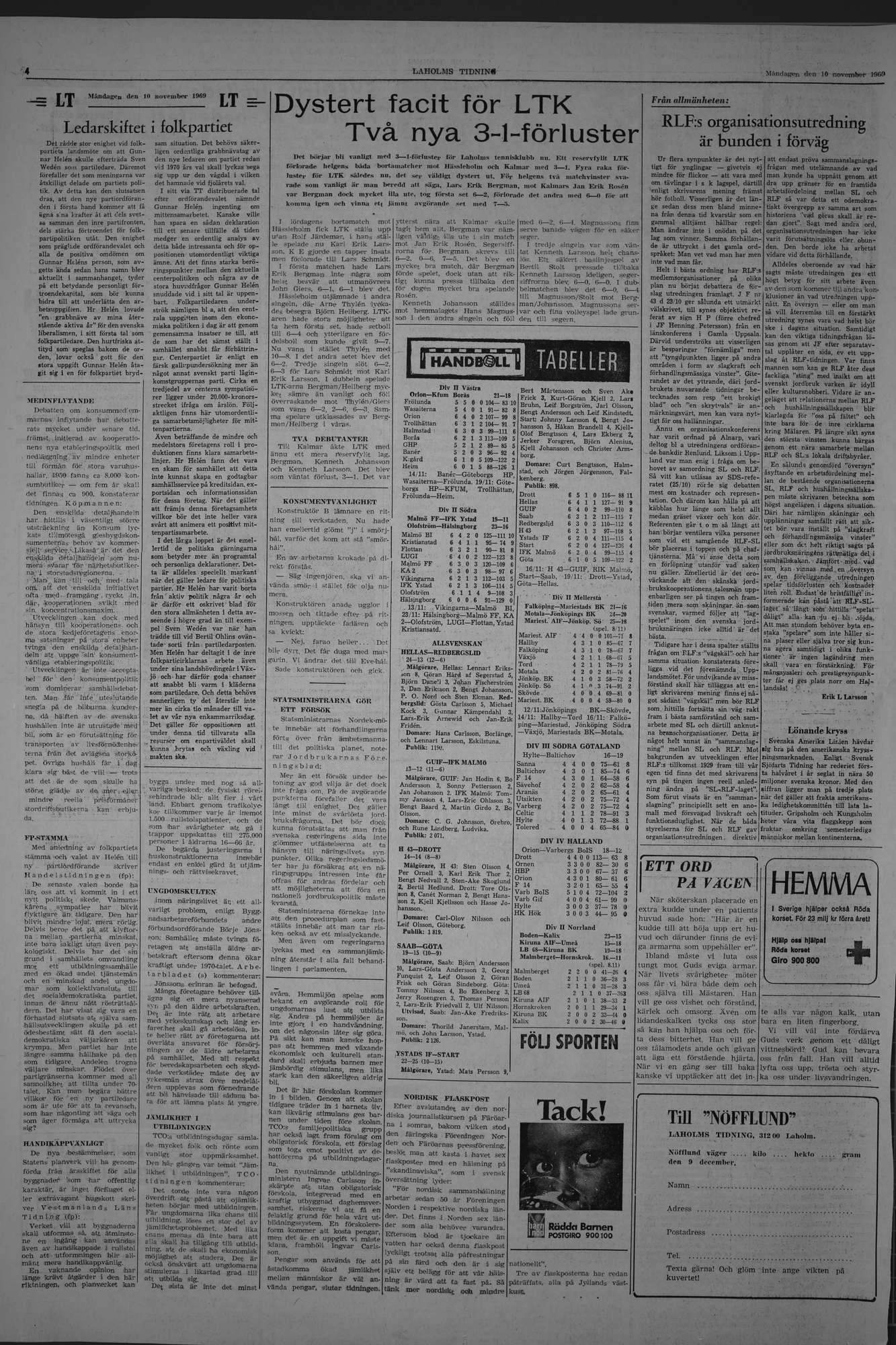 Laholms Tidning Måndag 10 november 1969, sida 4
