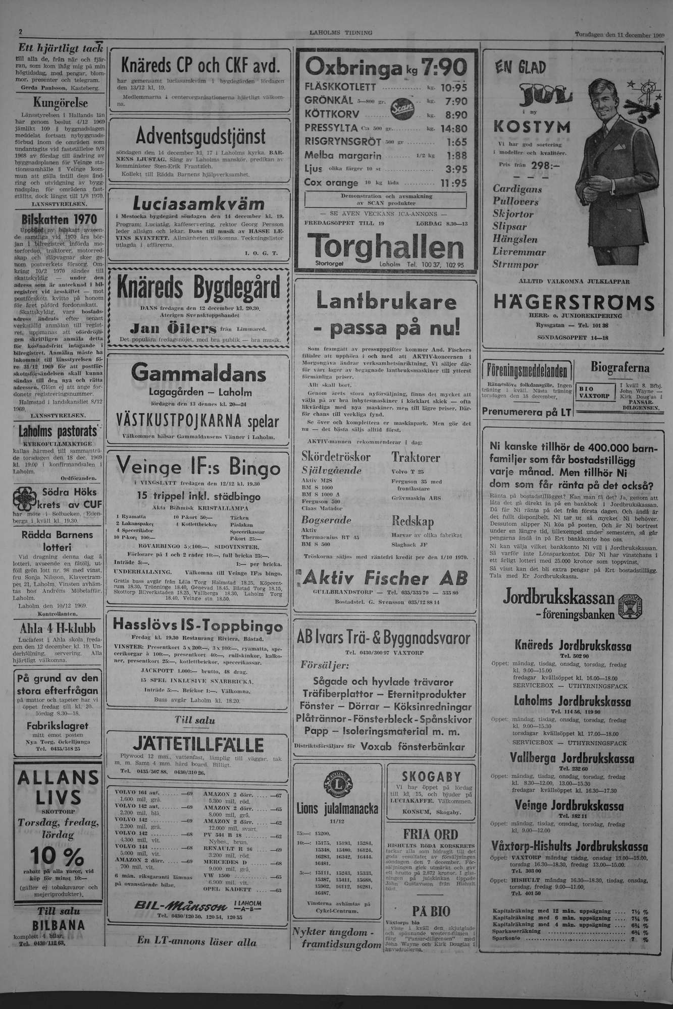 Laholms Tidning Torsdag 11 december 1969, sida 2