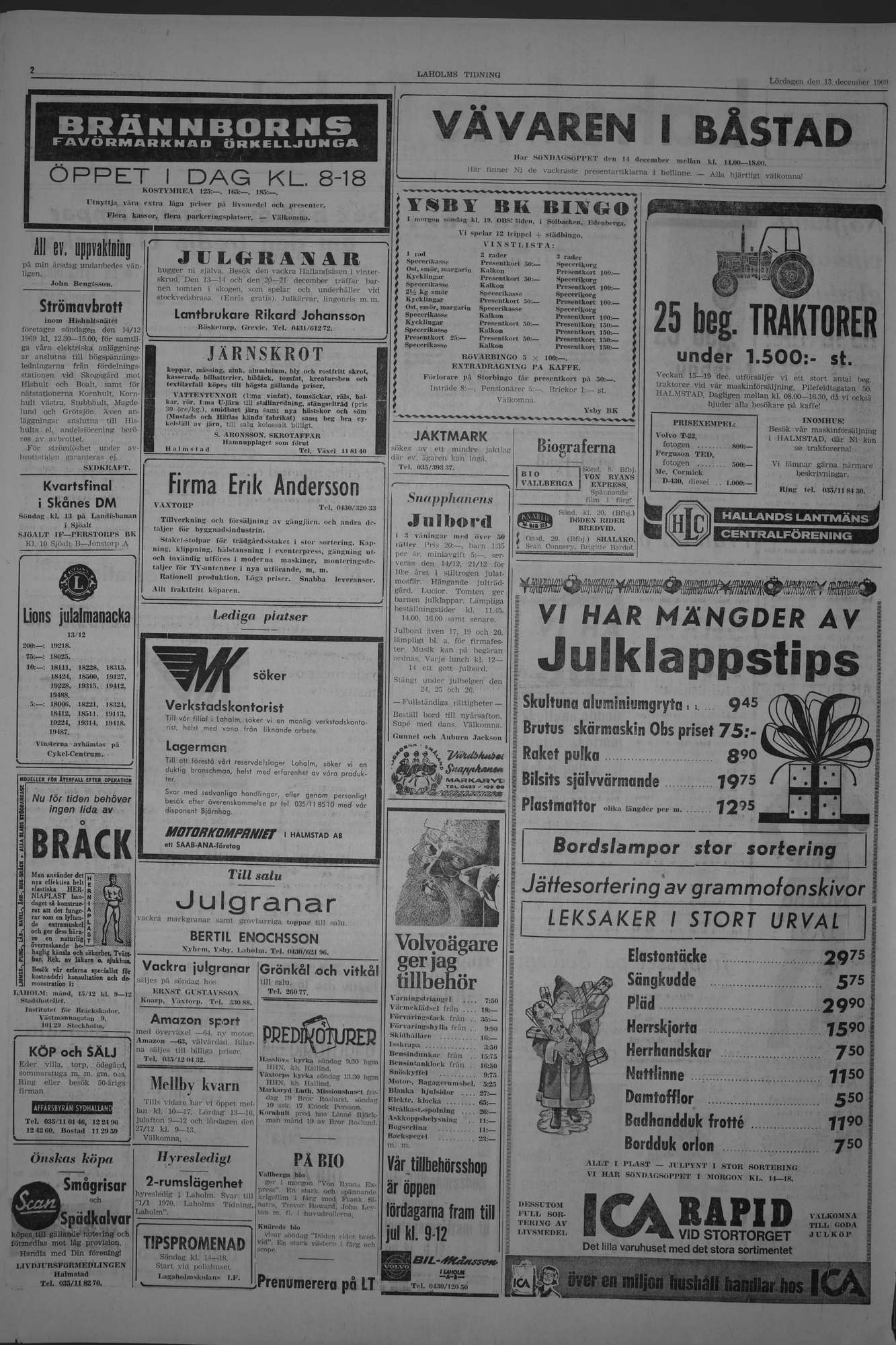 Laholms Tidning Lördag 13 december 1969, sida 2