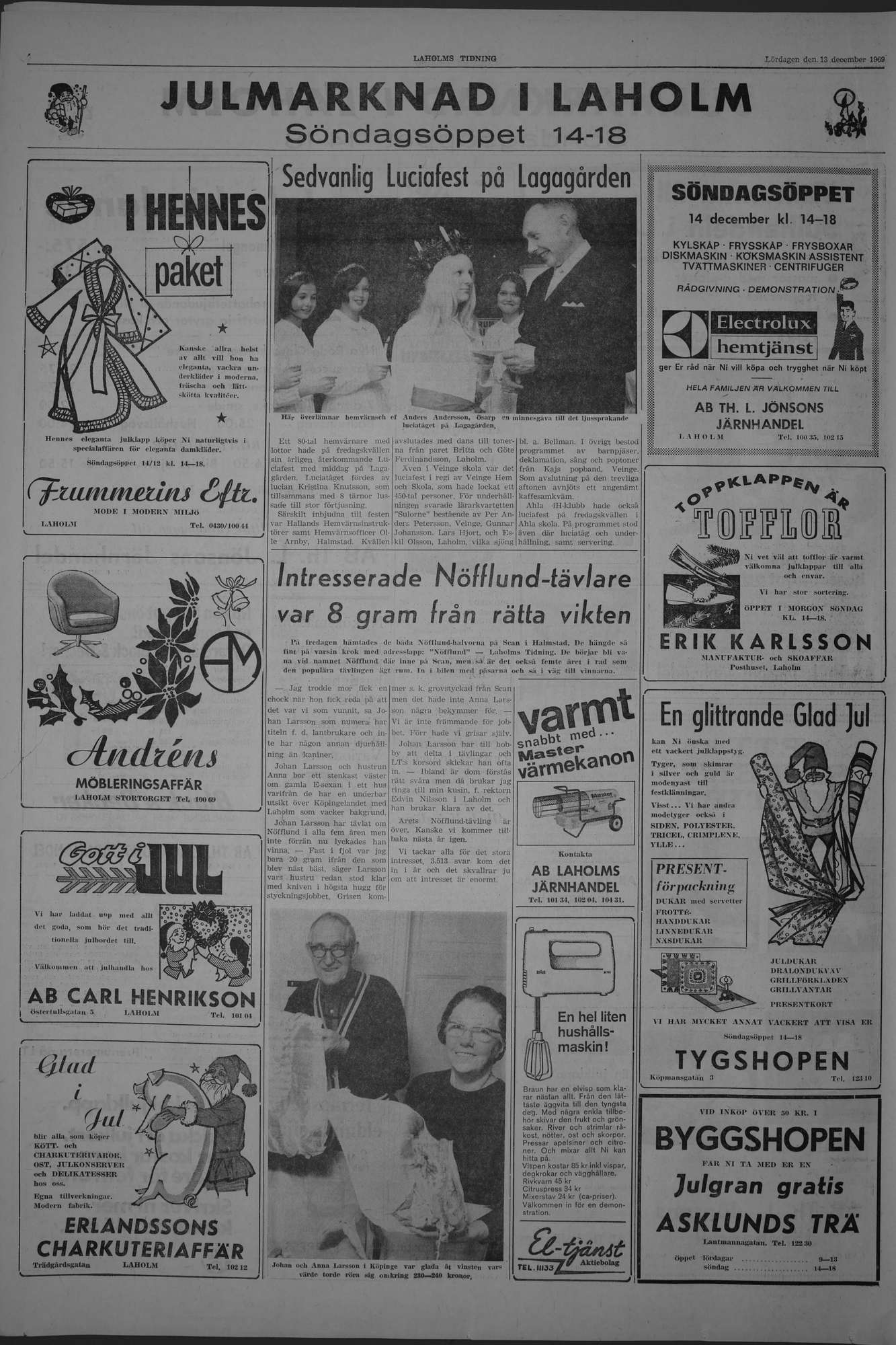 Laholms Tidning Lördag 13 december 1969, sida 4