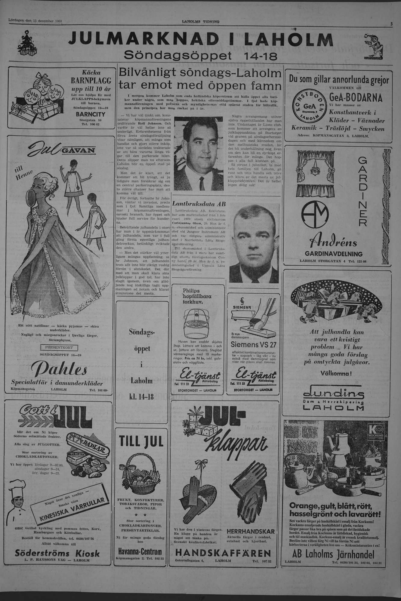 Laholms Tidning Lördag 13 december 1969, sida 5