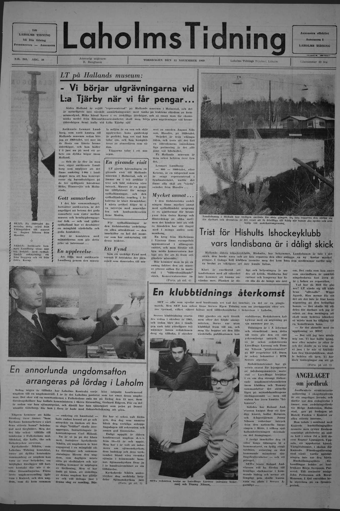 Laholms Tidning Torsdag 13 november 1969, sida 1