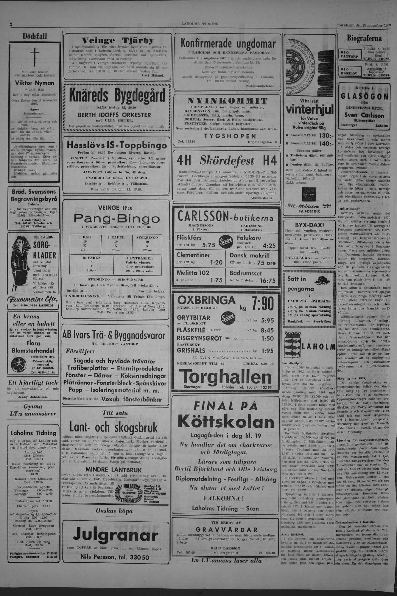 Laholms Tidning Torsdag 13 november 1969, sida 2
