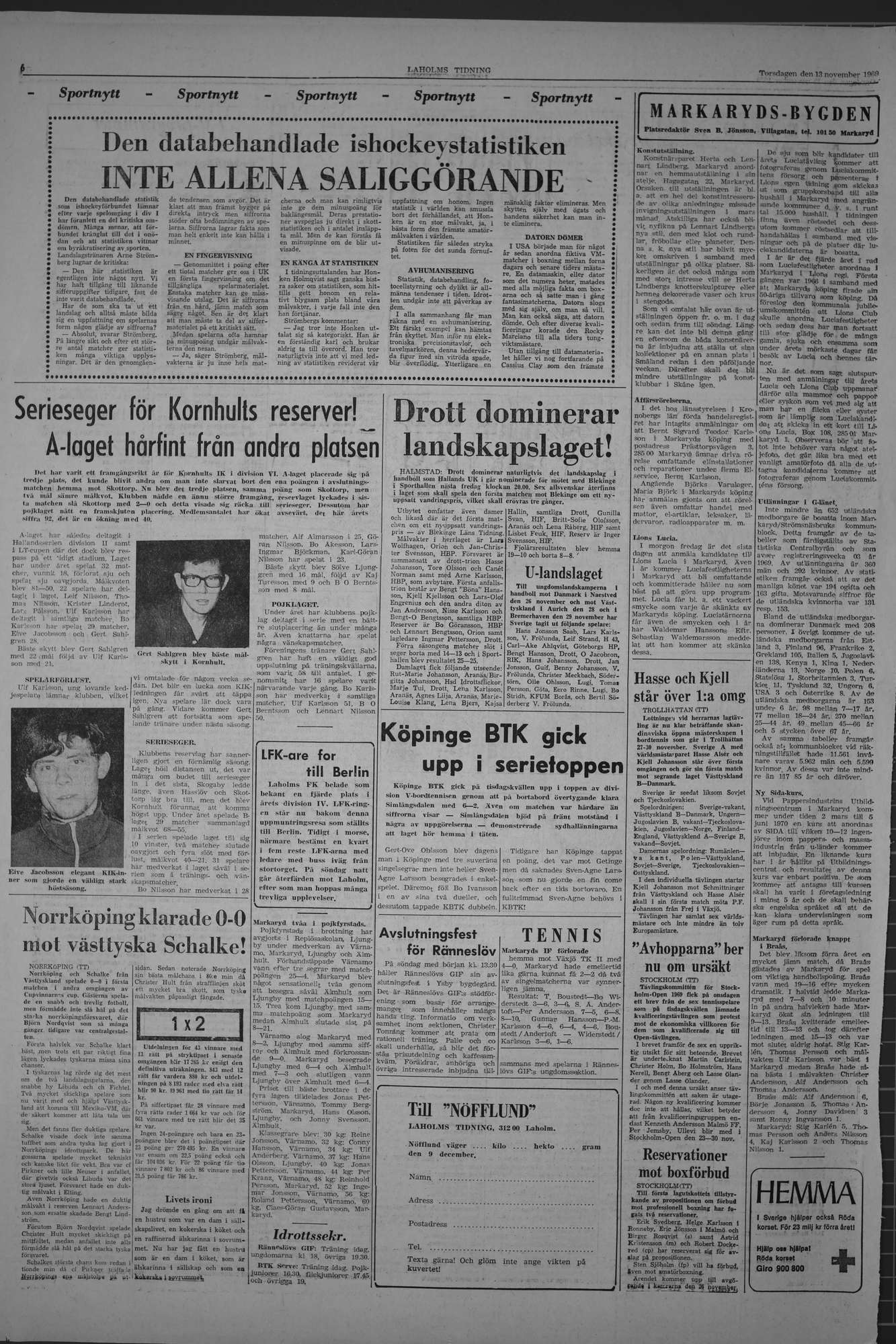 Laholms Tidning Torsdag 13 november 1969, sida 6