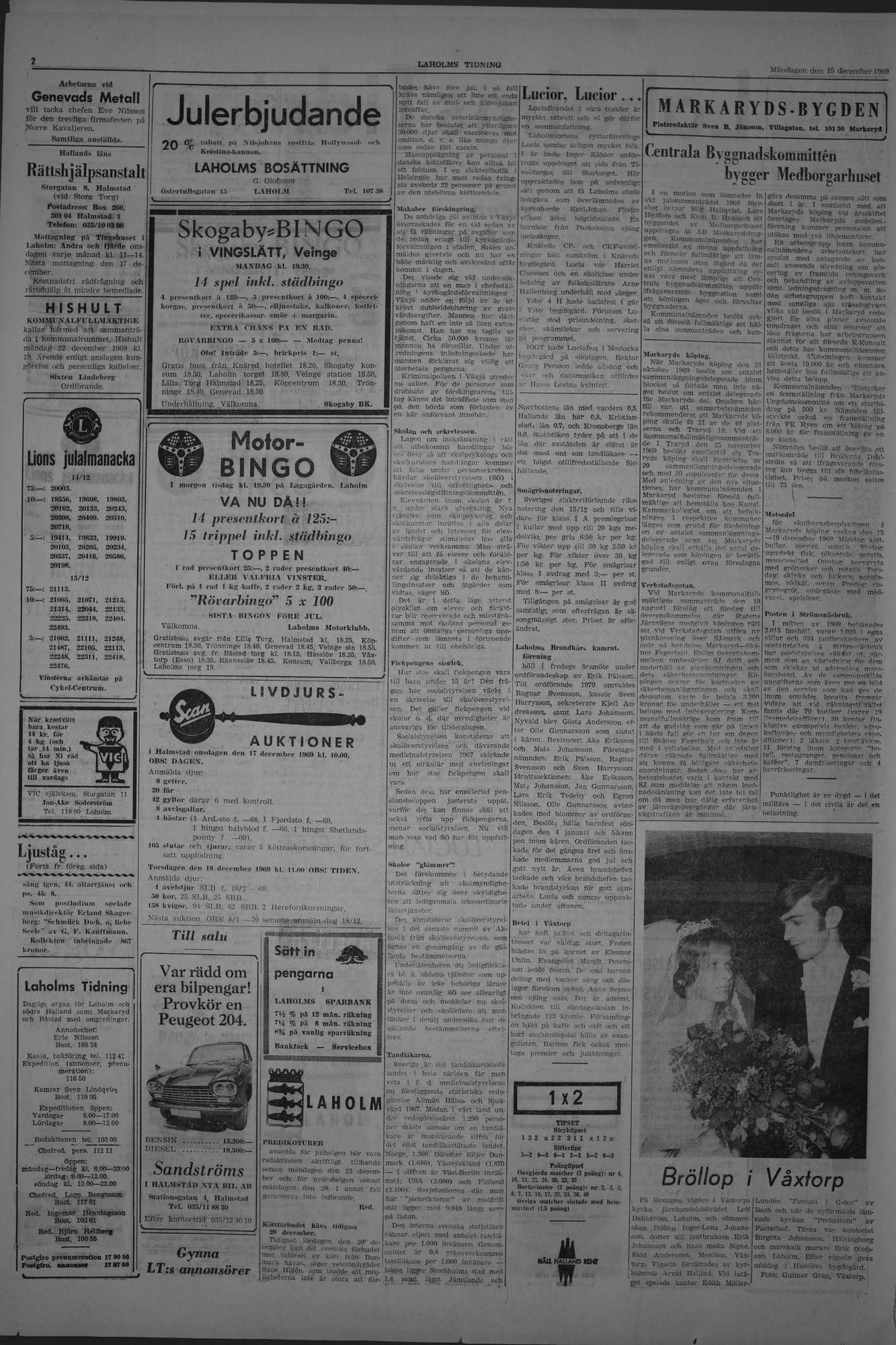 Laholms Tidning Måndag 15 december 1969, sida 2