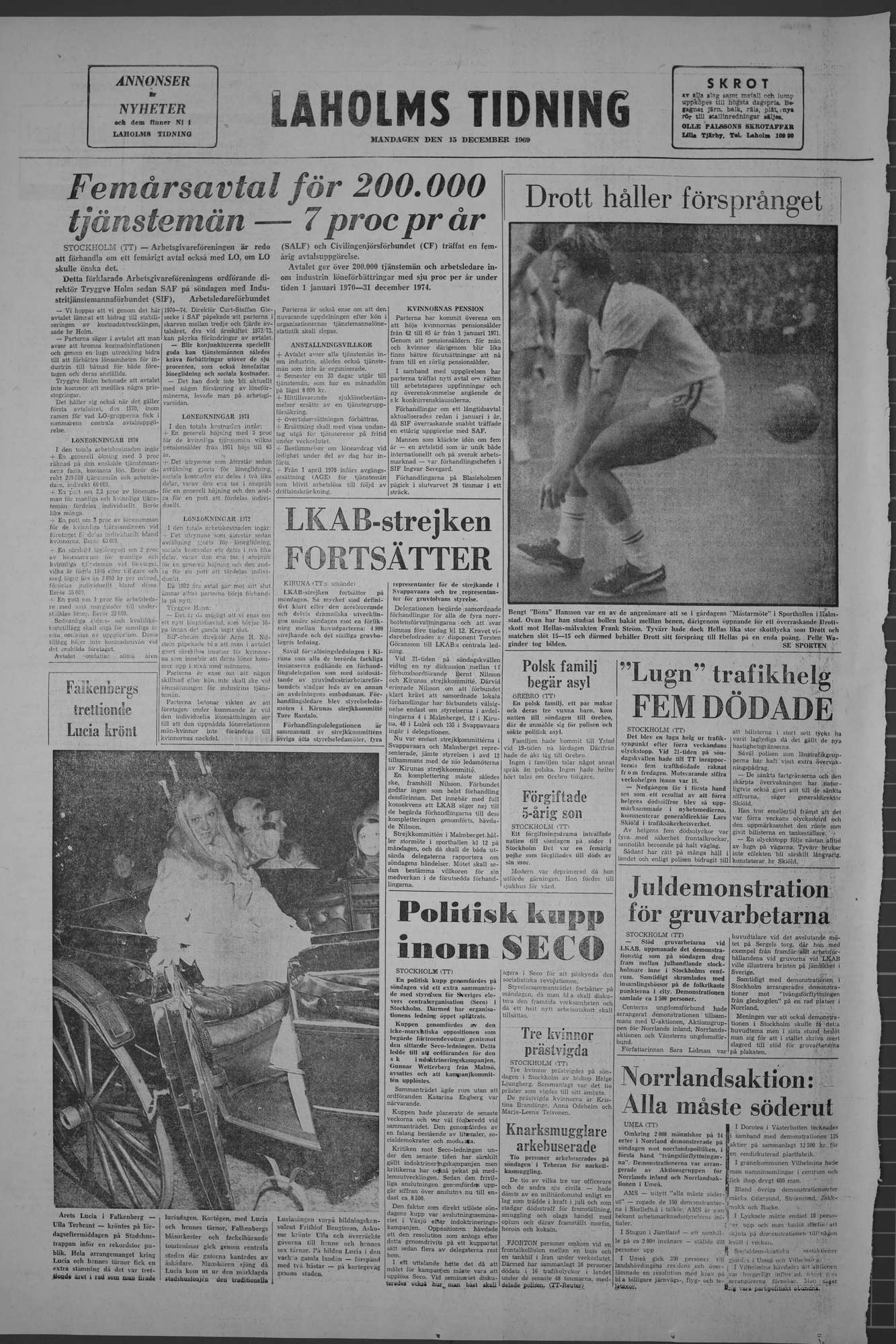 Laholms Tidning Måndag 15 december 1969, sida 8