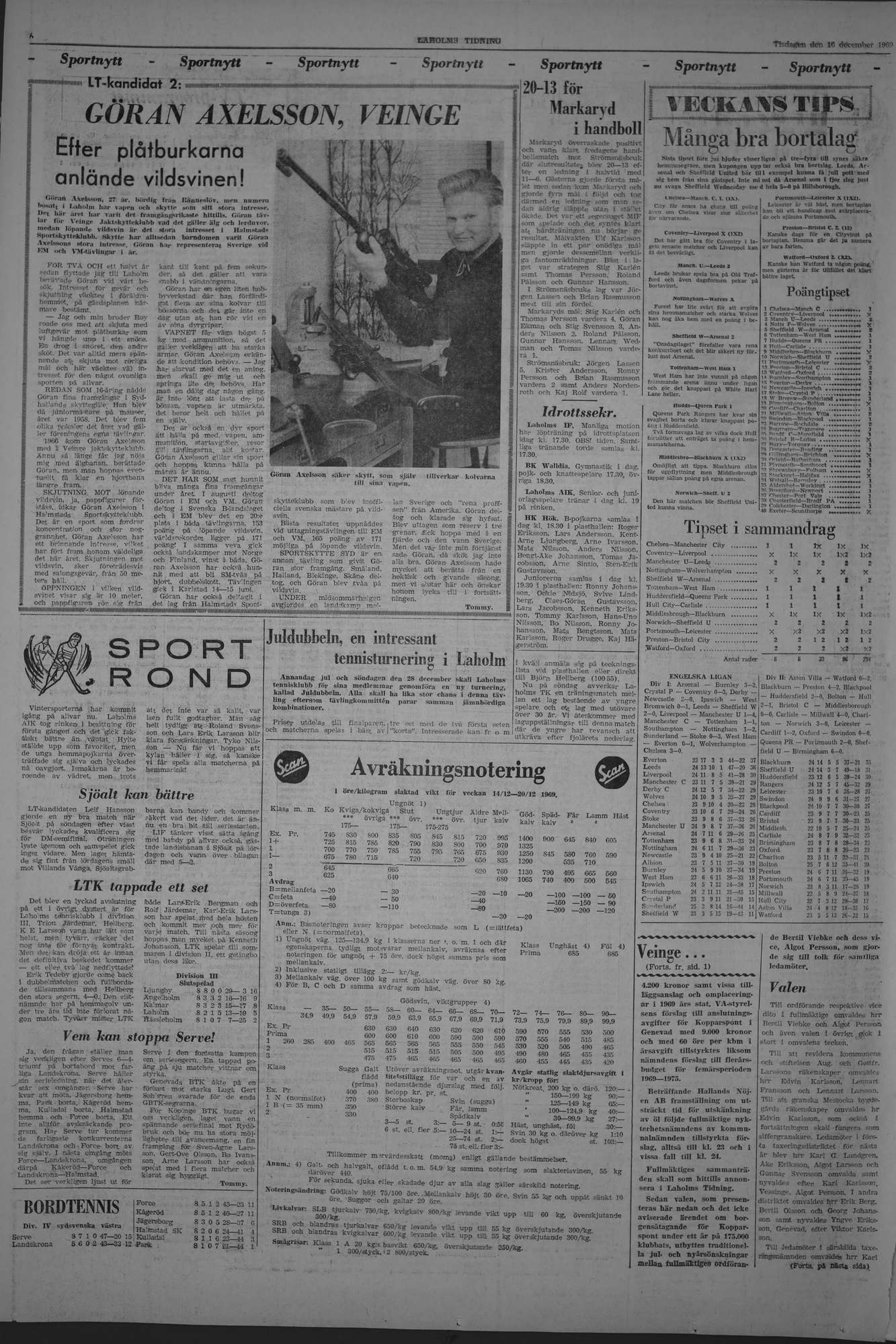 Laholms Tidning Tisdag 16 december 1969, sida 6