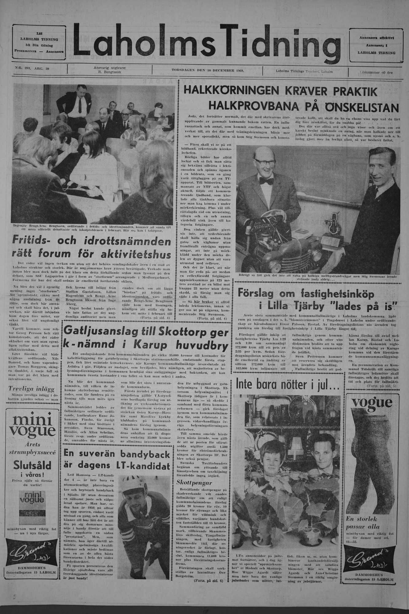 Laholms Tidning Torsdag 18 december 1969, sida 1