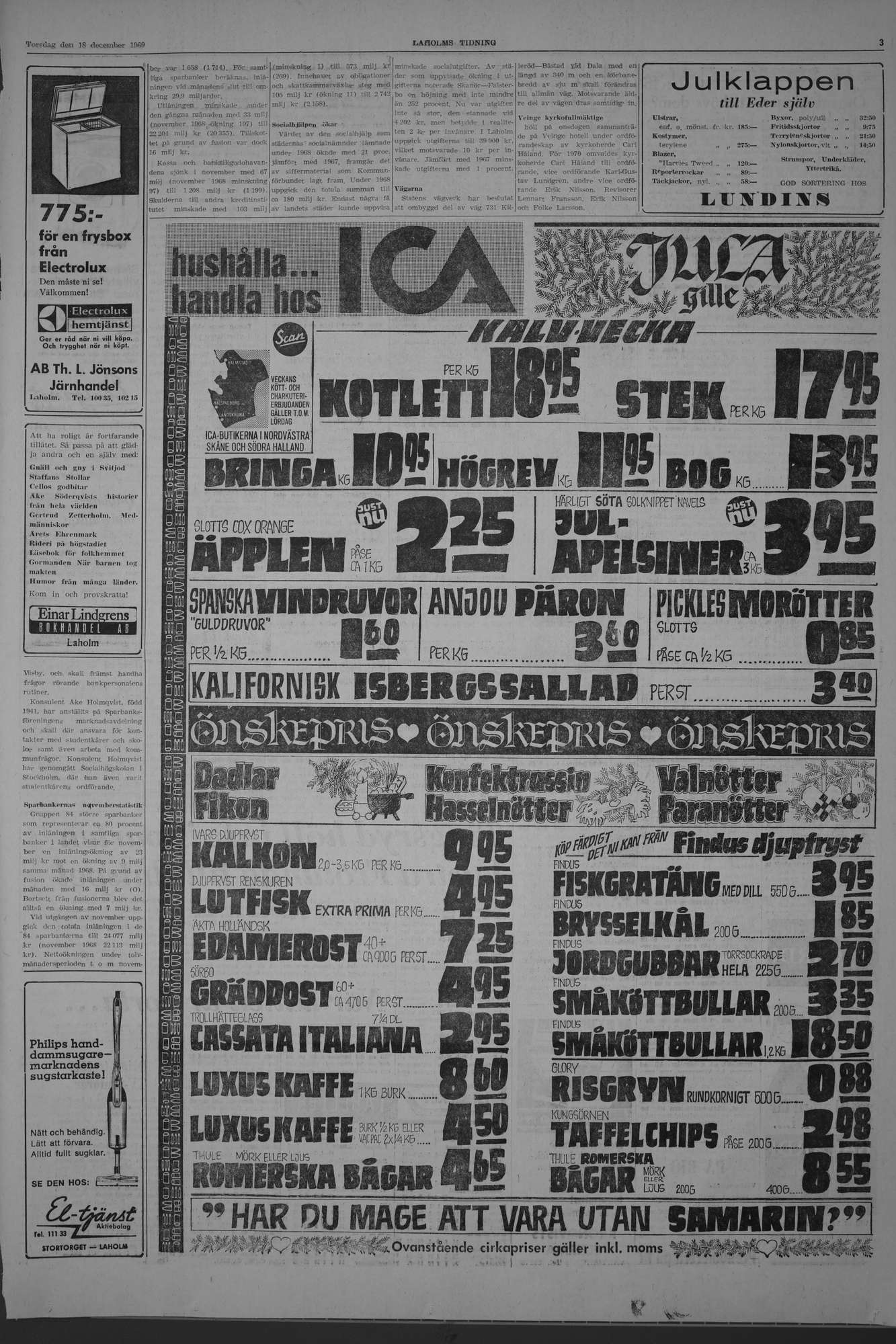 Laholms Tidning Torsdag 18 december 1969, sida 3