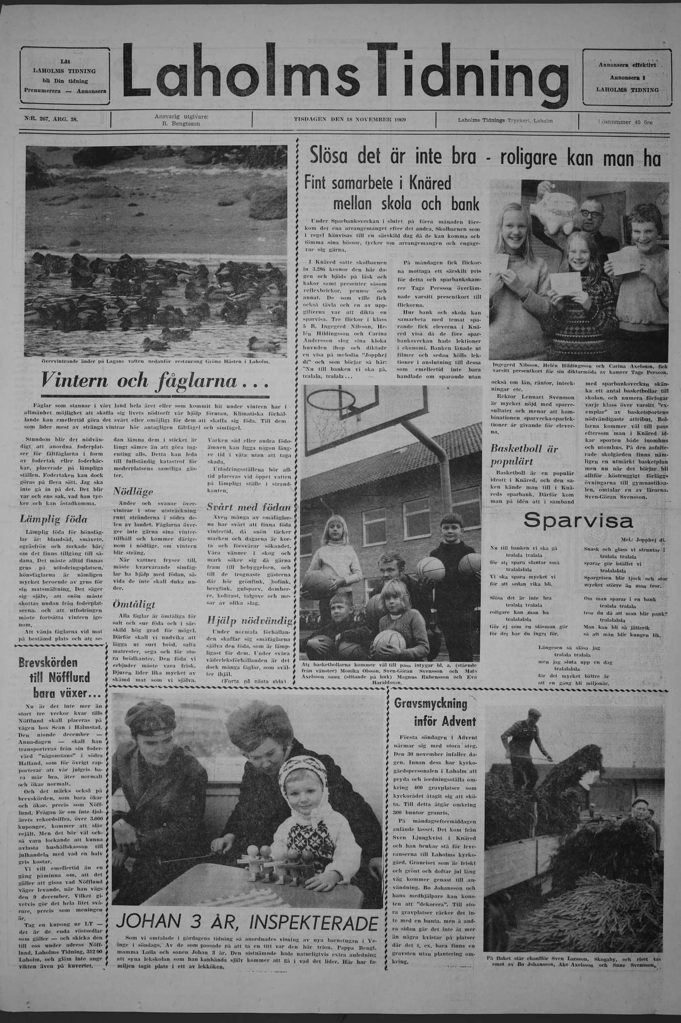 Laholms Tidning Tisdag 18 november 1969, sida 1