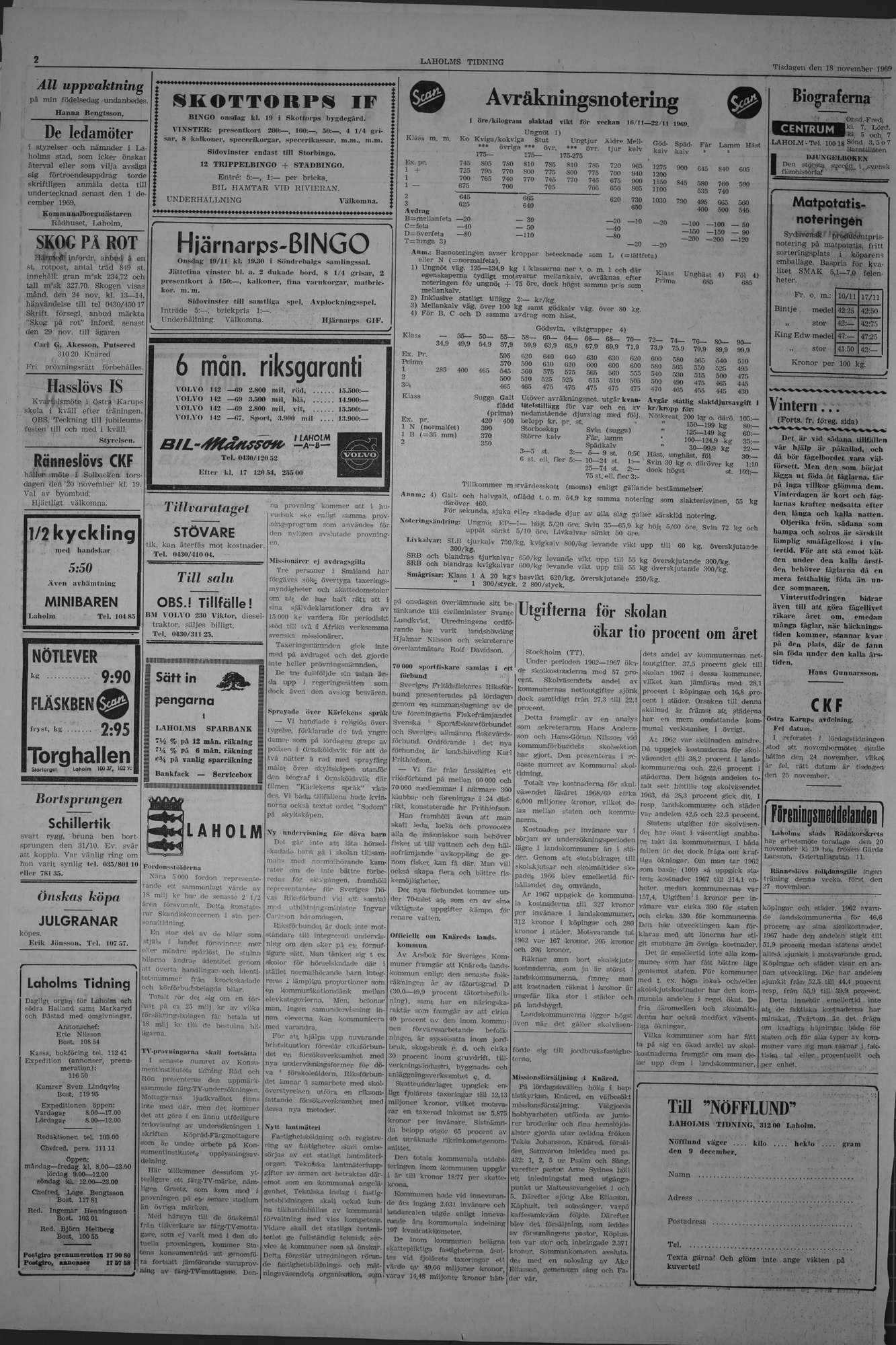 Laholms Tidning Tisdag 18 november 1969, sida 2