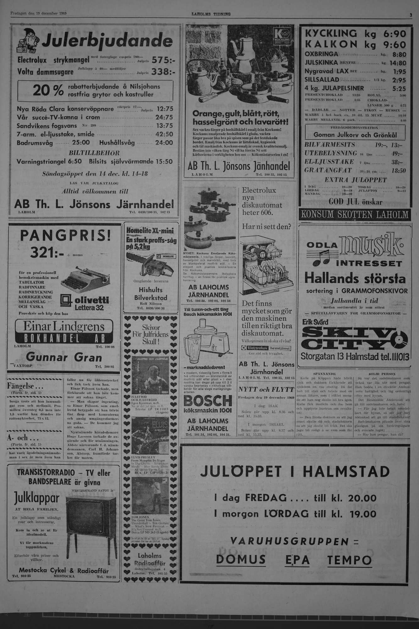 Laholms Tidning Fredag 19 december 1969, sida 3
