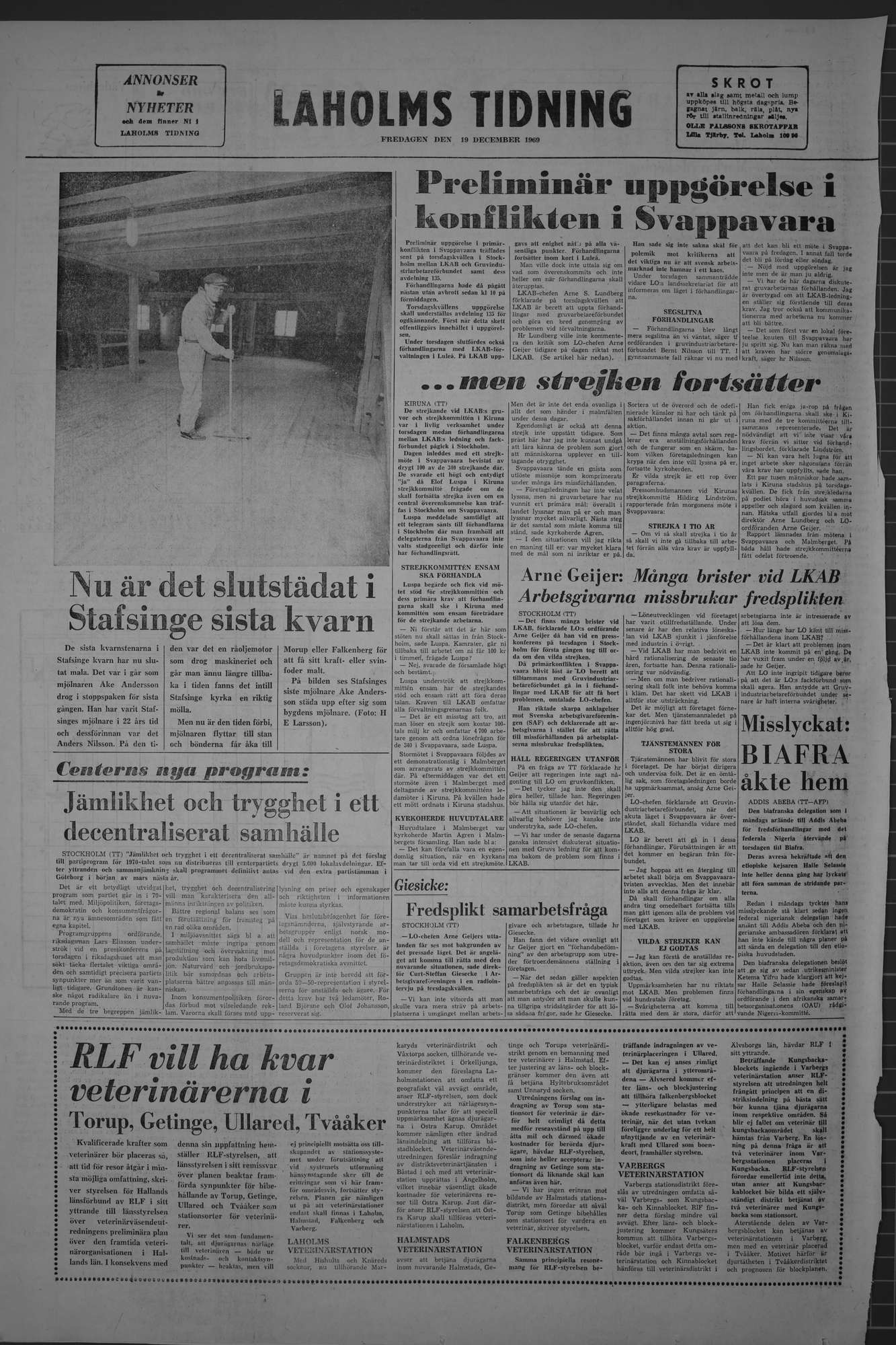 Laholms Tidning Fredag 19 december 1969, sida 8