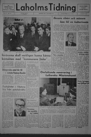Förstasidan, Tisdag 2 december 1969