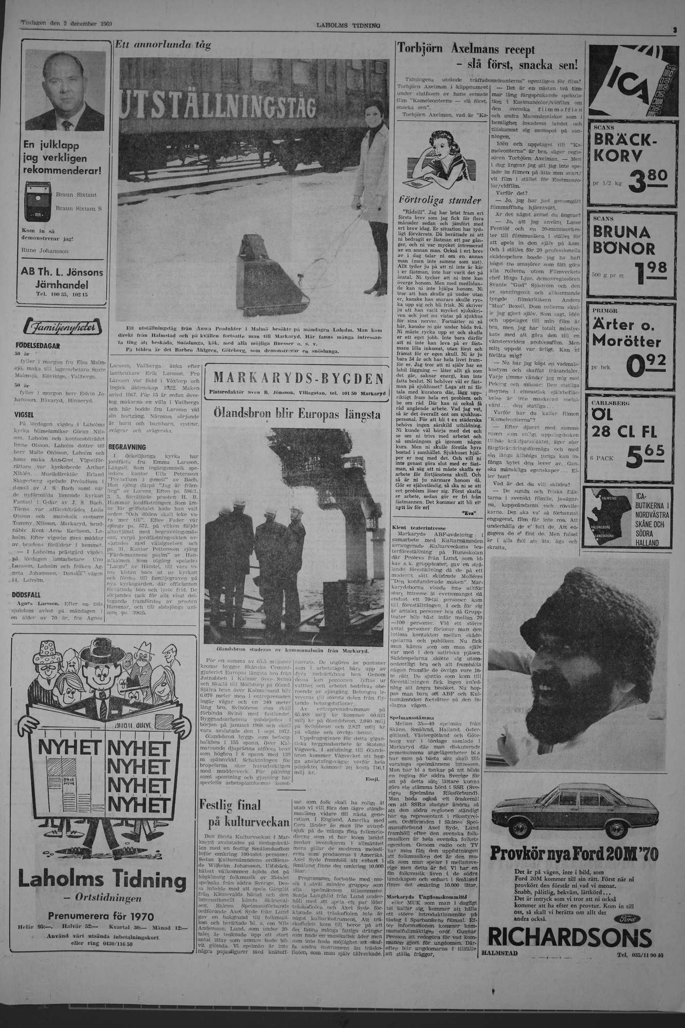 Laholms Tidning Tisdag 2 december 1969, sida 3