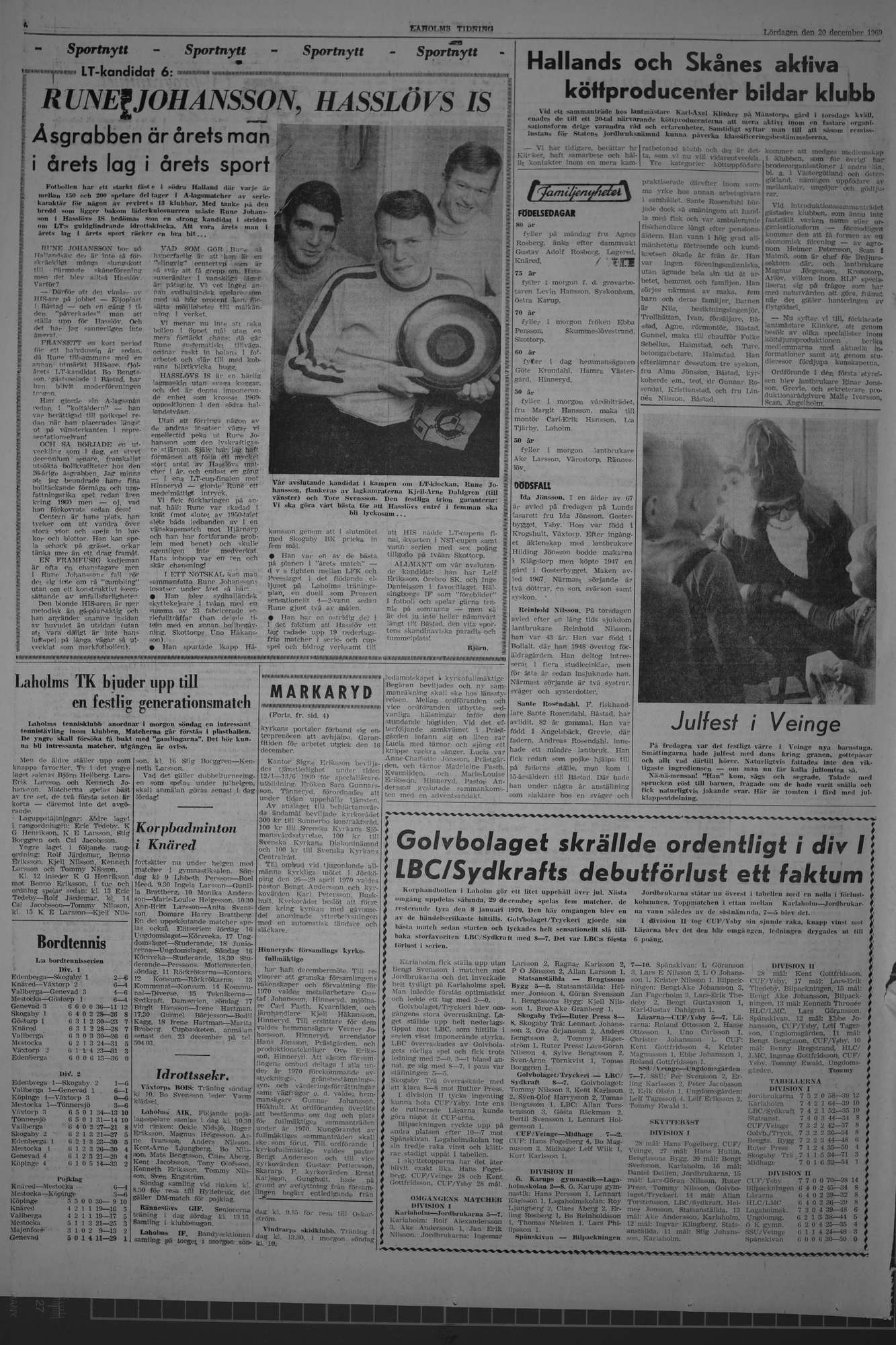 Laholms Tidning Lördag 20 december 1969, sida 6